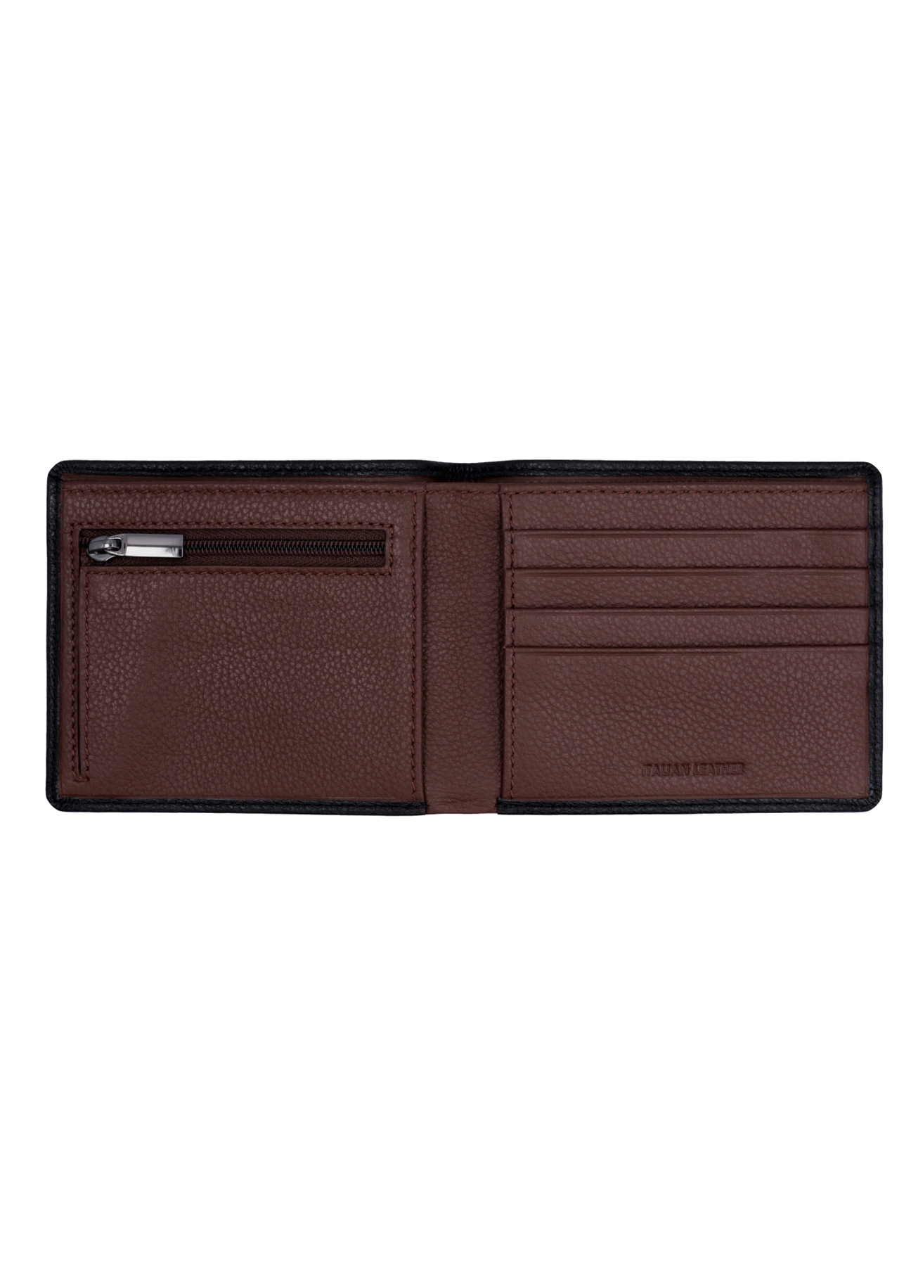Black men's leather wallet PORMS-0721-99(Z26), product view inside on white background.