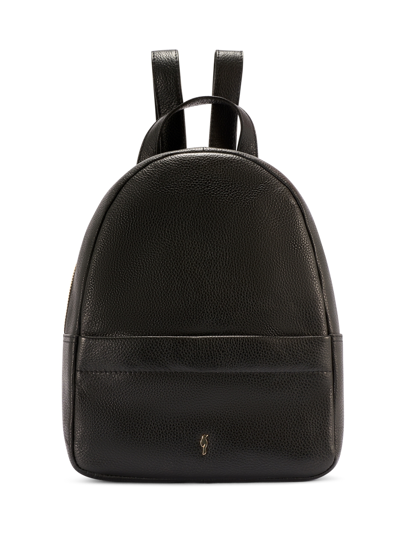 Black medium leather women's backpack TORES-1268-9I(W26), front product view on white background.