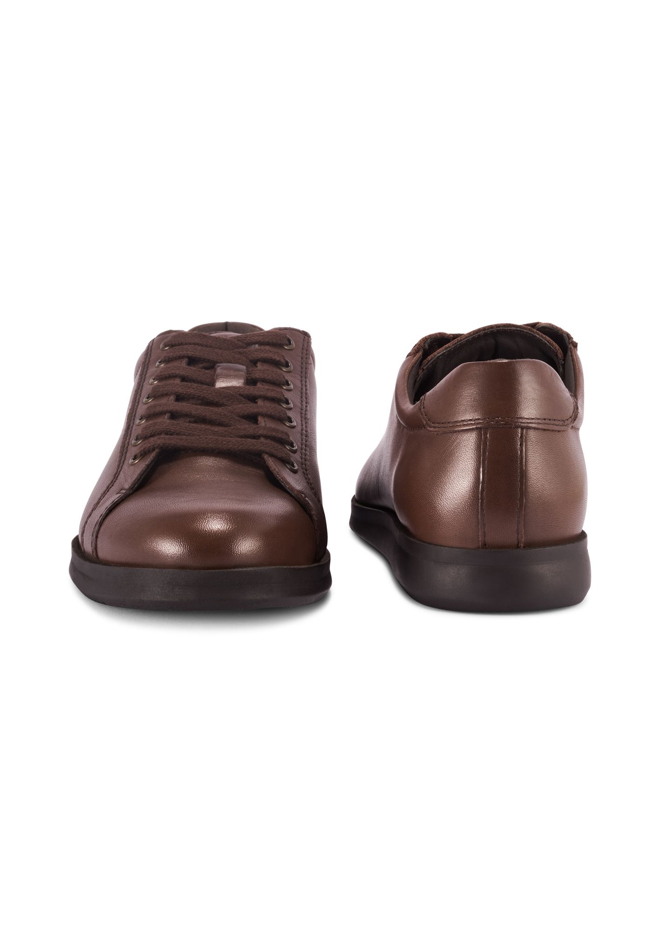 Brown men's leather shoes BUTYM-0513-89(Z25) - front and back view of the product on a white background.