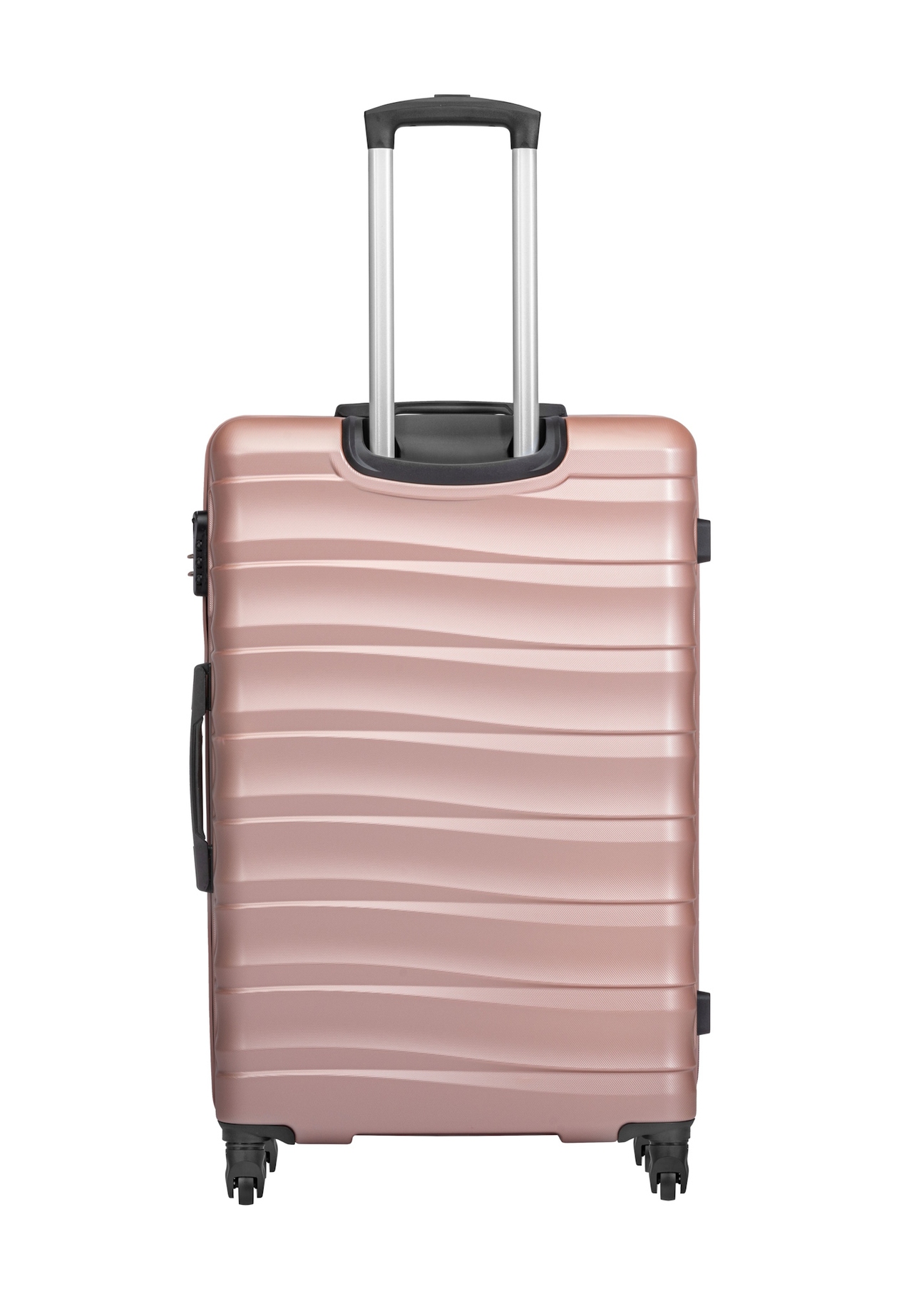 Large suitcase on wheels WALAB-0081-5X-28(W26), product view from the back on a white background.