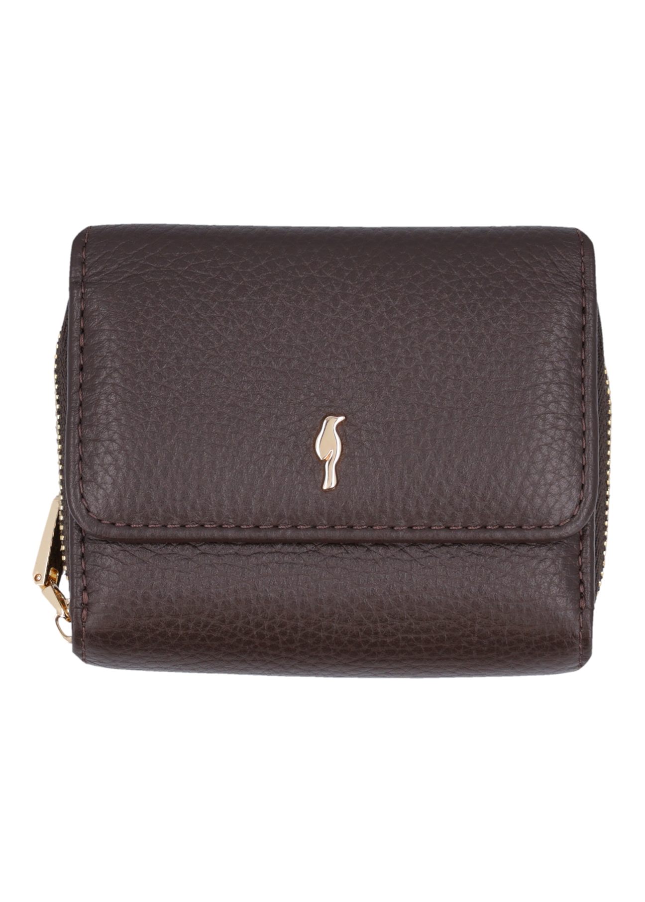 Women's brown leather wallet PORES-0802R-1I(Z26), front product view on white background.