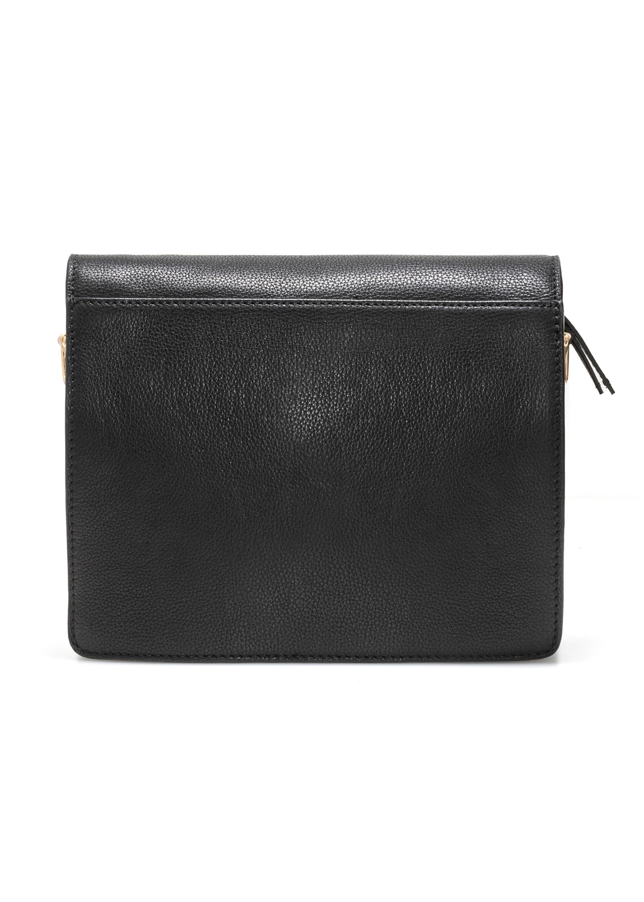 Black leather messenger bag TORES-1182-99(Z25), back view of the product on a white background.