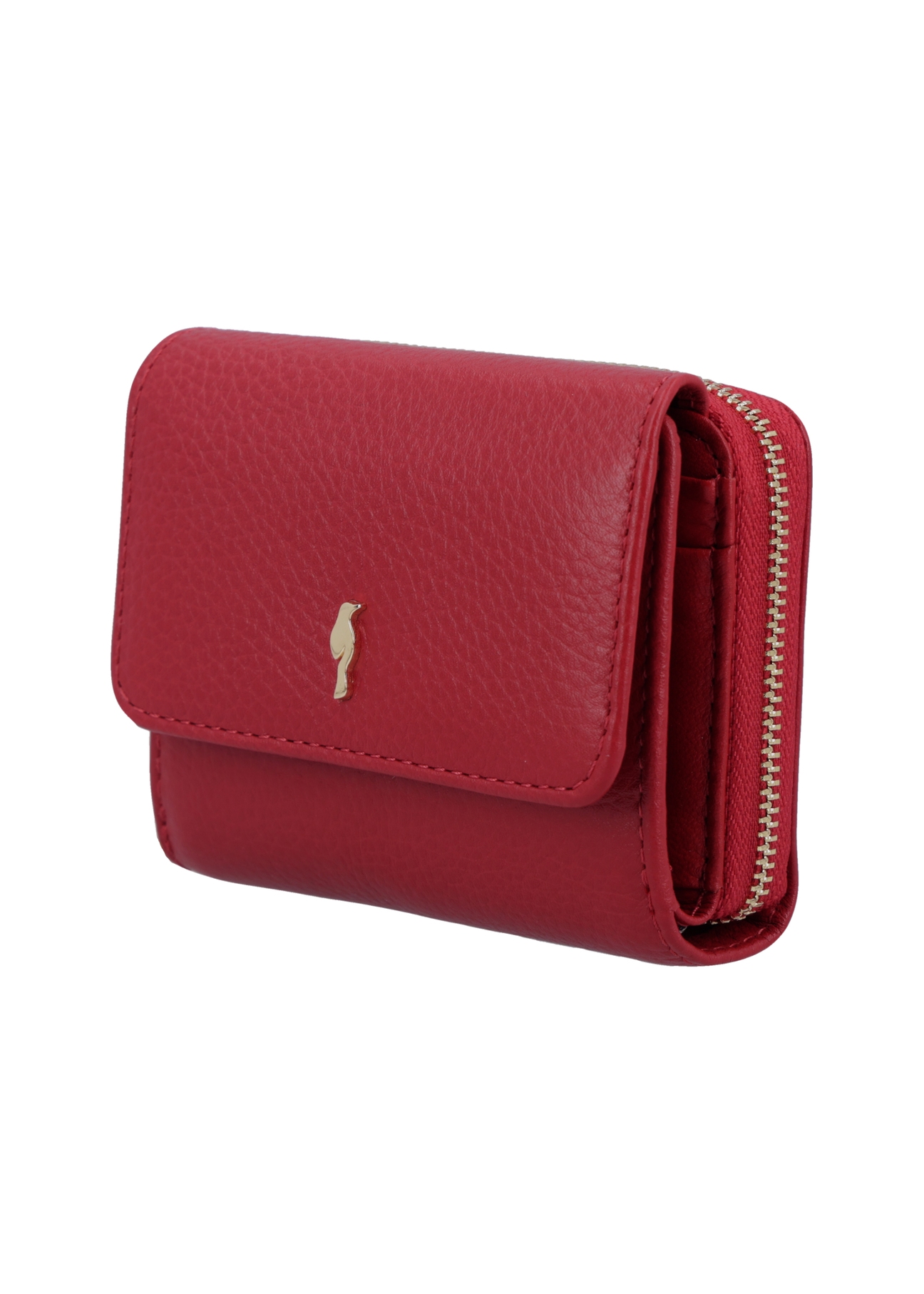 Red leather women's wallet with RFID protection PORES-0825RFID-4B(Z26), diagonal product view on white background.
