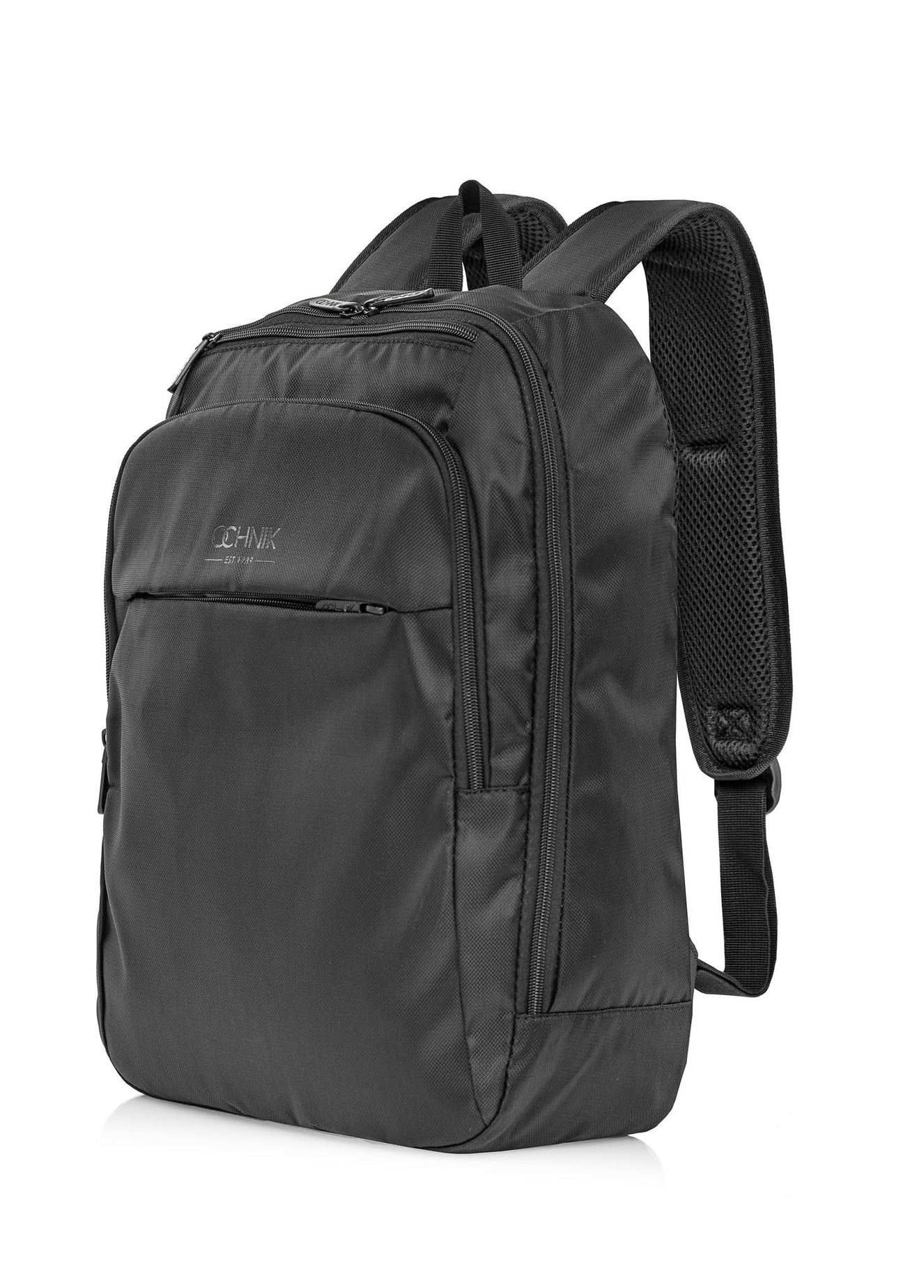 Men's black backpack with laptop pocket TORMN-0264C-99(Z25), diagonal product view on white background.