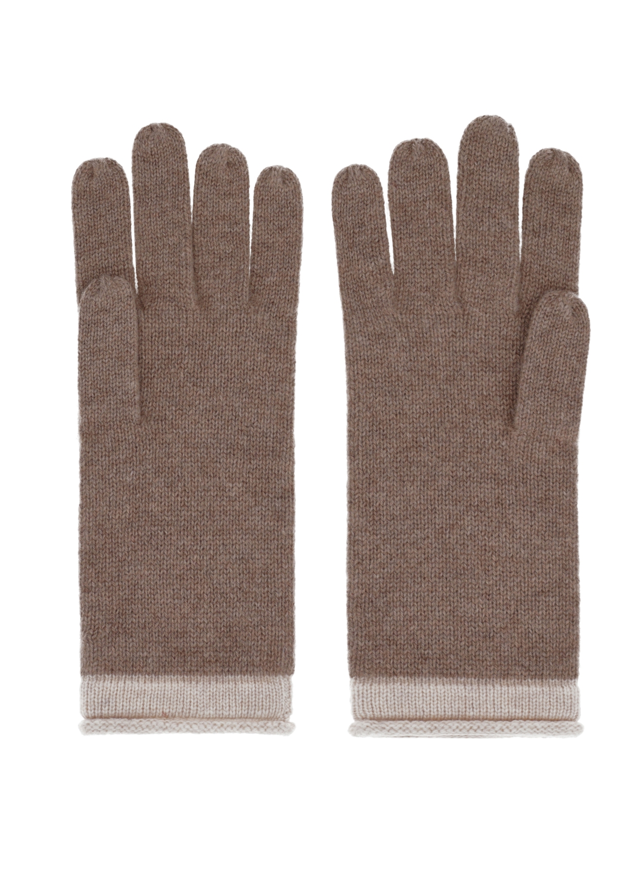 Beige cashmere women's gloves REKDT-0020-1K(Z26), product view from the back on a white background.
