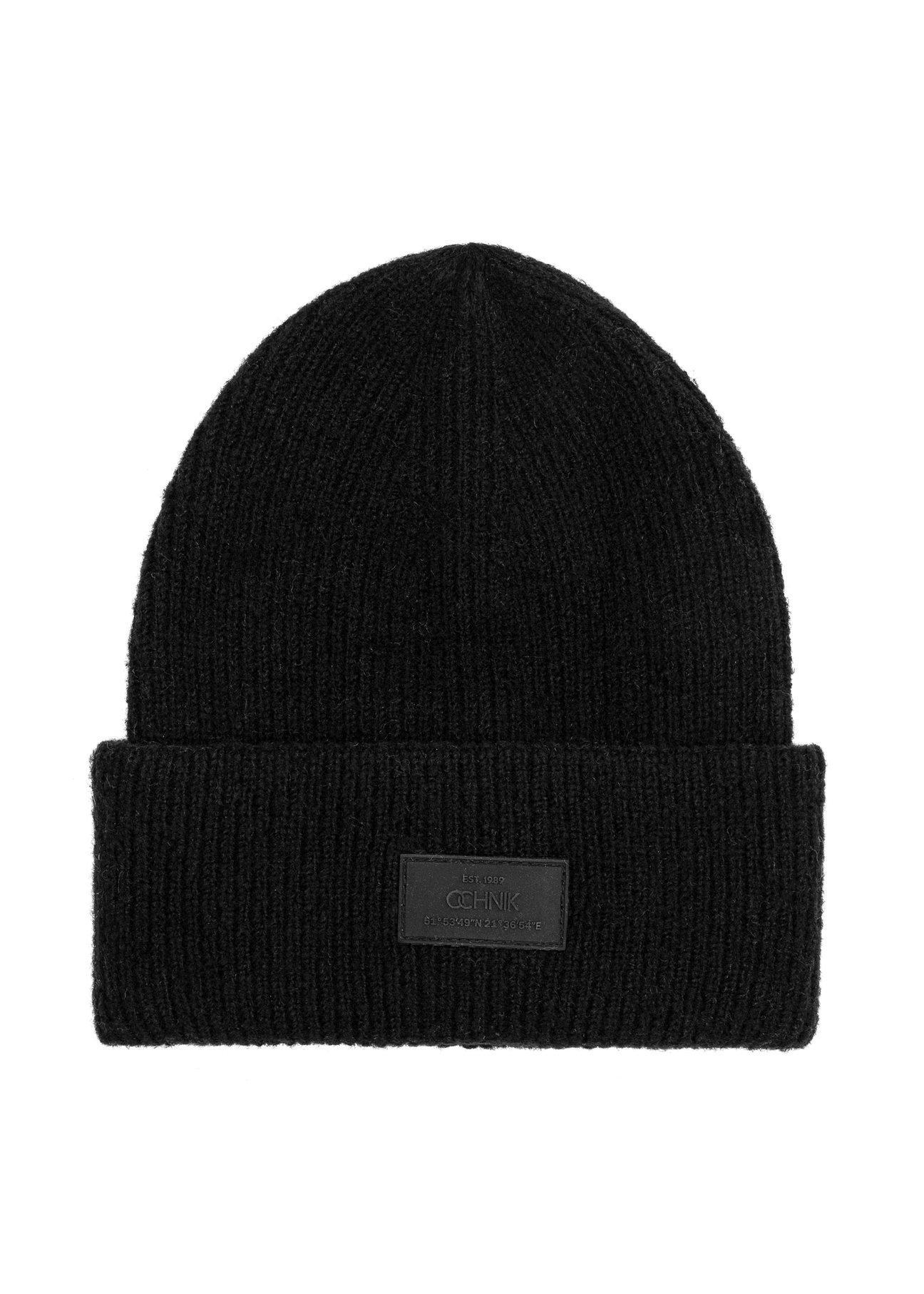 Black men's cap CZAMT-0070A-99(Z25), product view from the front on a white background.