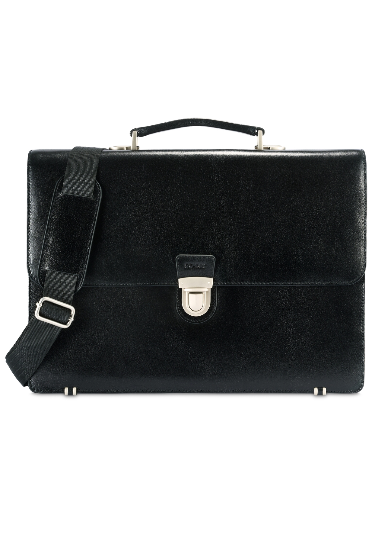 Men's leather briefcase TORMS-0478-99(Z25), product view from the front on a white background.