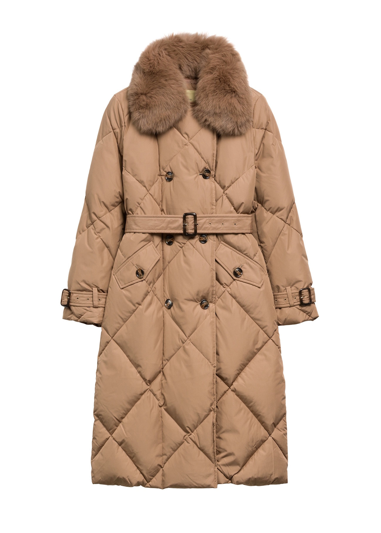 Beige women’s winter jacket KURDT-0707-1D(Z26), front view of the product on a white background.