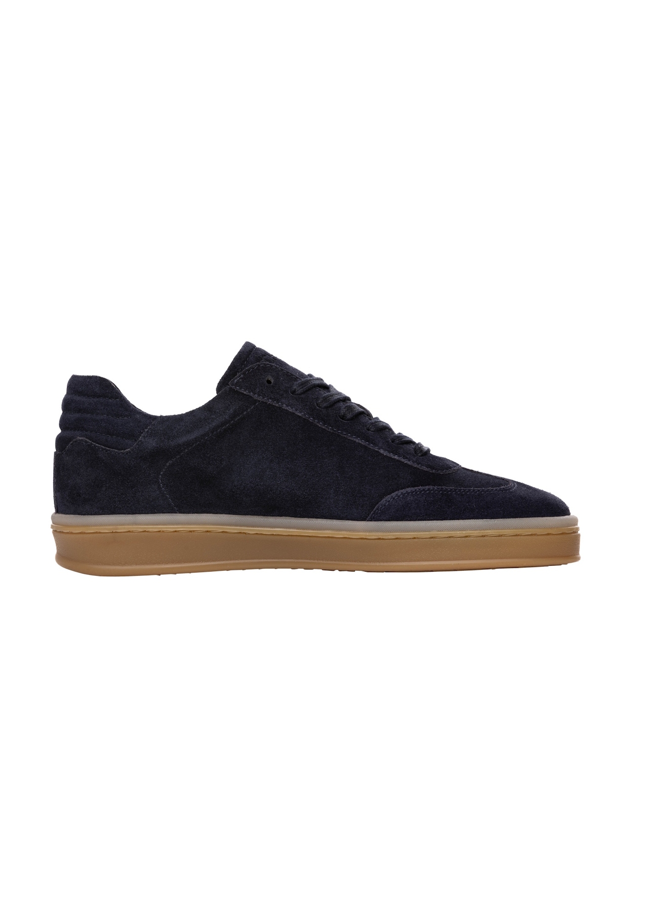 Navy blue suede sports shoes BUTYM-0543-7D(W26), side view of the product on a white background.