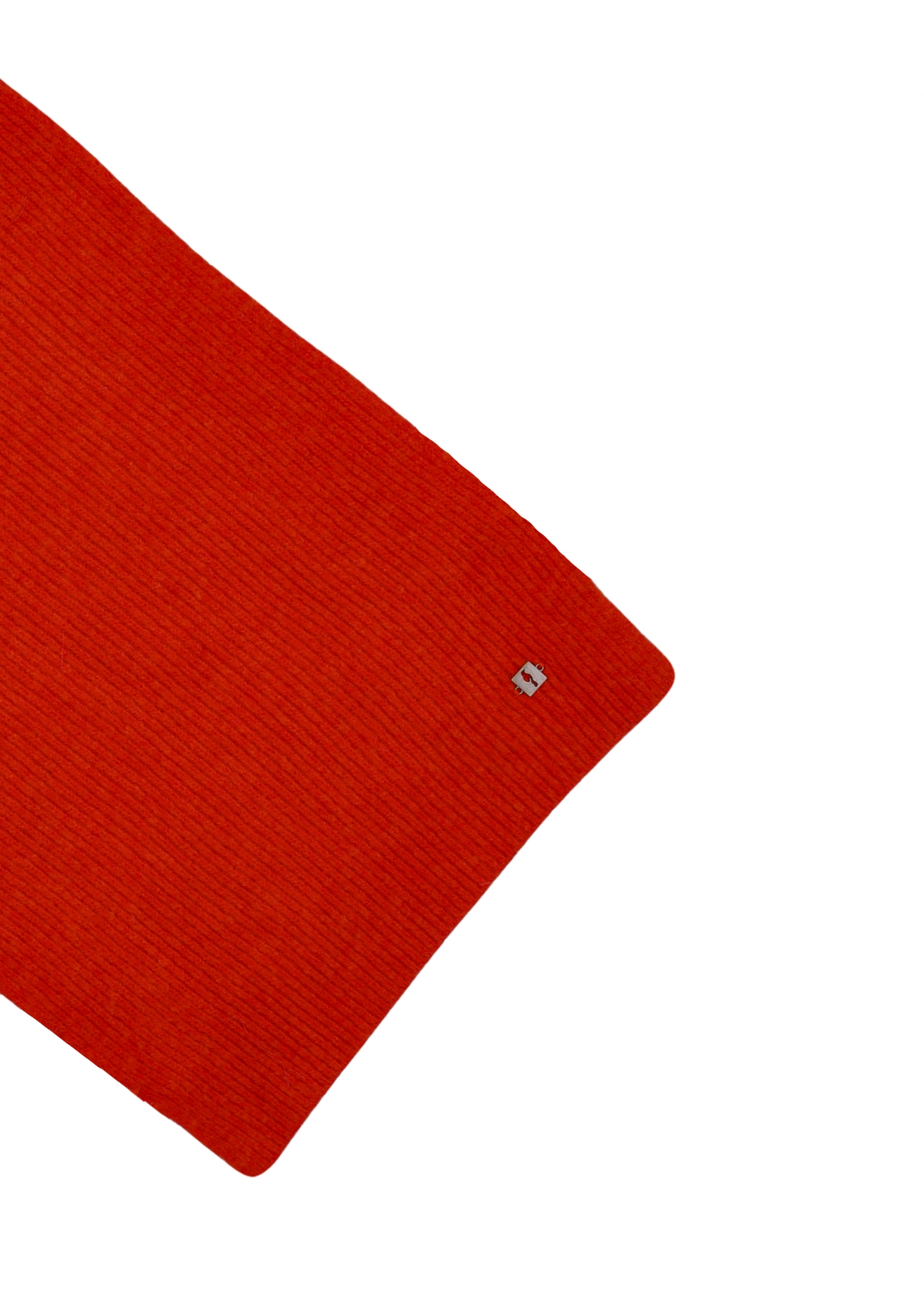 Orange women's scarf with a wool blend SZADT-0202-3C(Z26), close-up of the product detail on a white background.