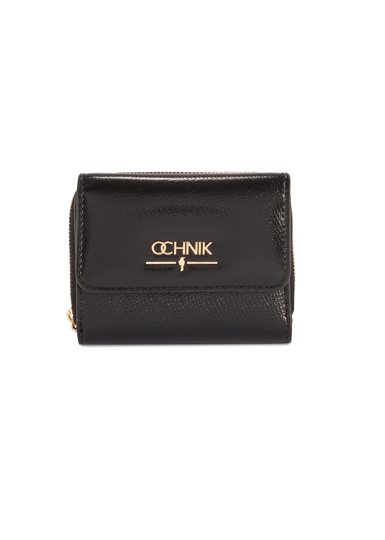 Black small women's leather wallet PORES-0932A-99(Z25), front product view on white background.
