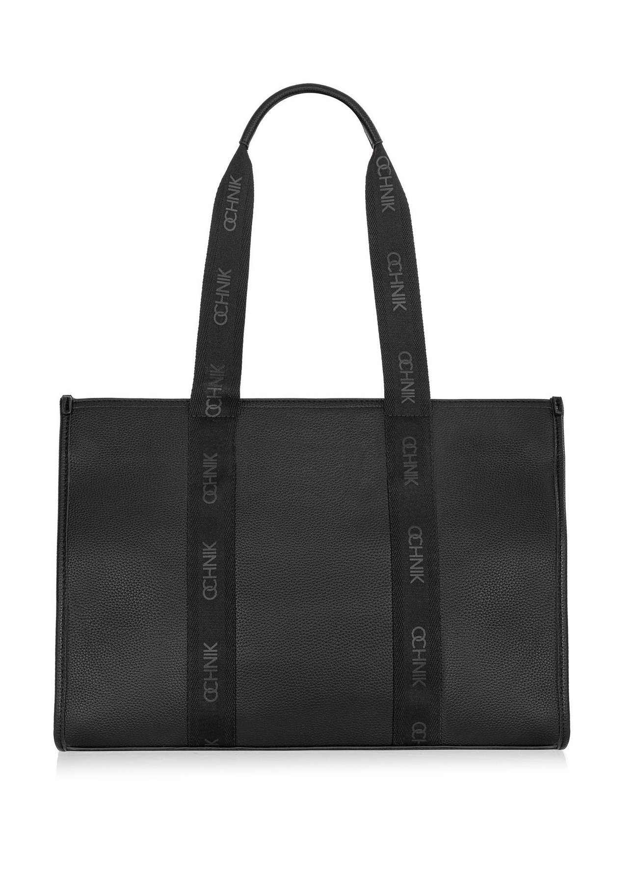 Black large shopper bag TOREC-0977A-99(Z25) - product view from the back on a white background.