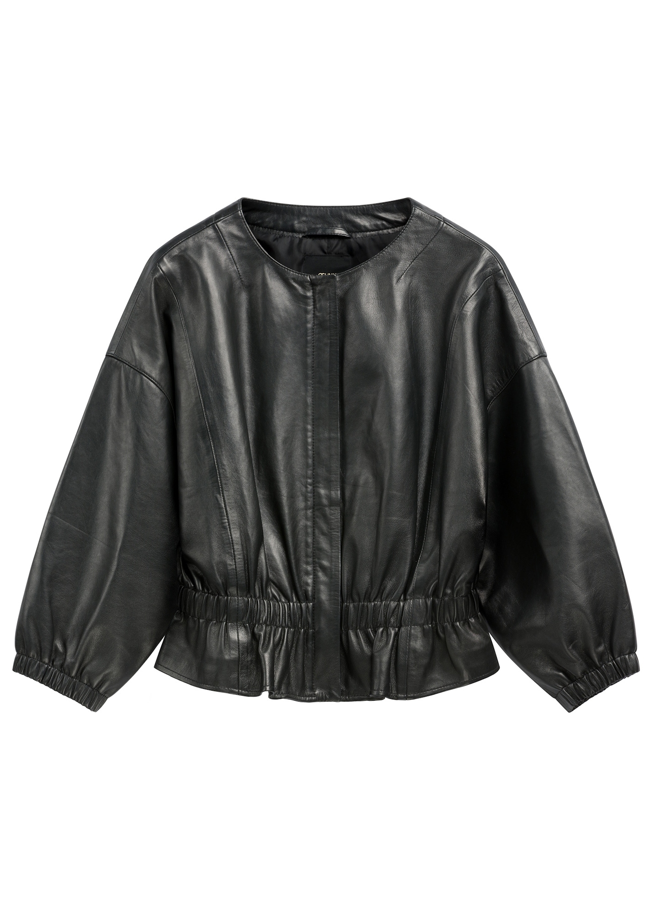 Black women's leather jacket KURDS-0570-99(W26) - front product view, on white background.