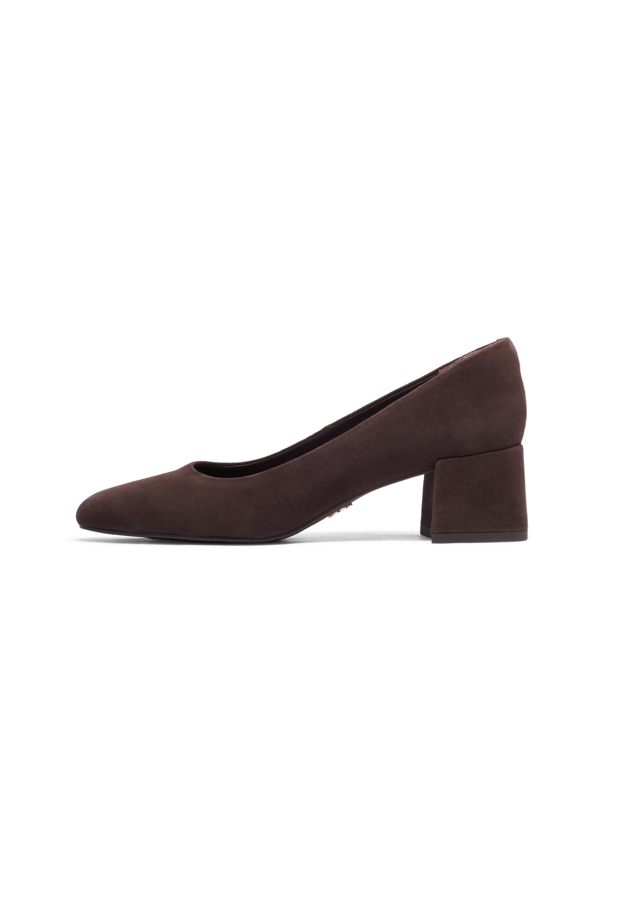 Women's dark brown suede pumps BUTYD-1306-1I(Z26). Side view on white background-02.