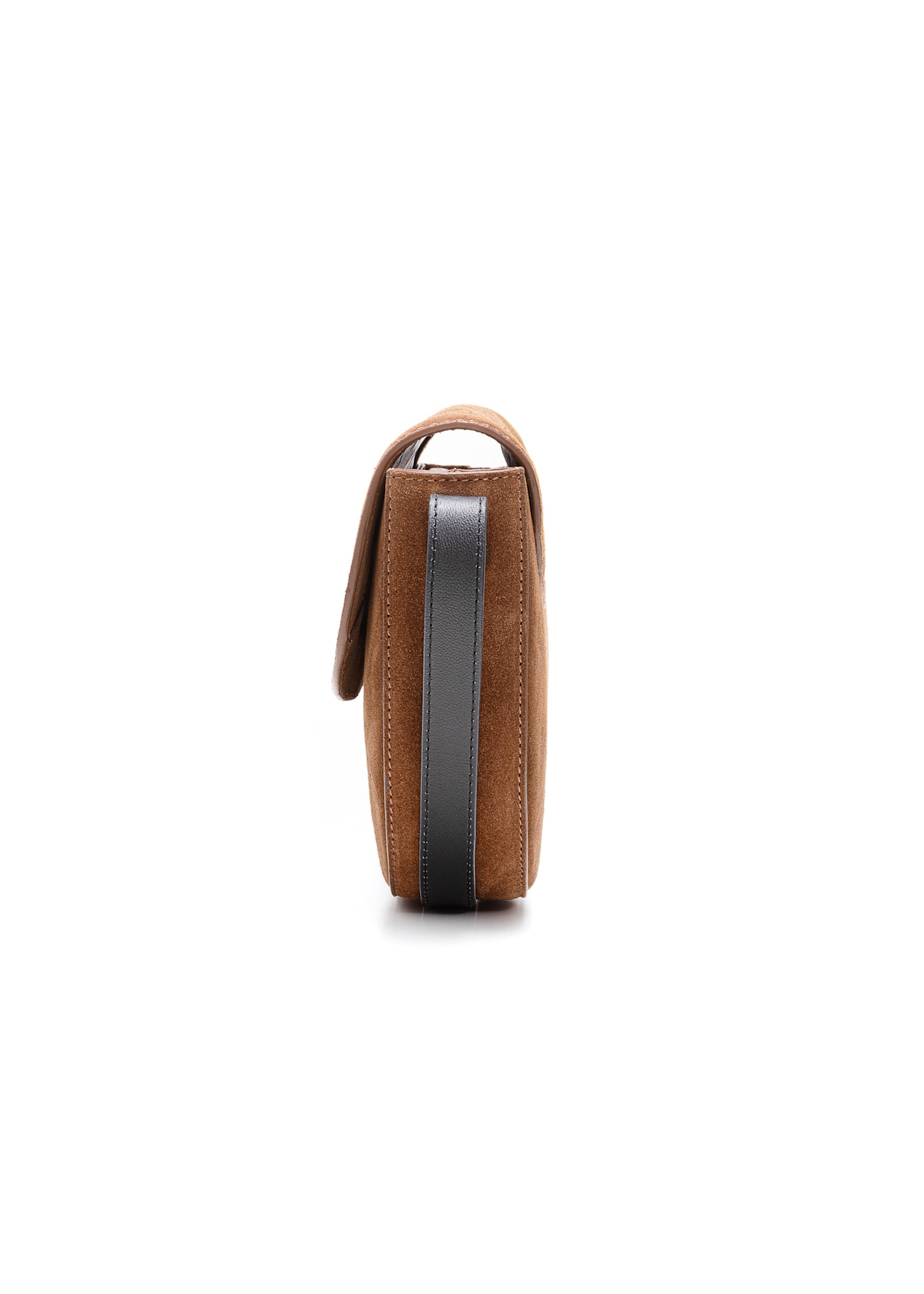 Brown suede women's messenger bag TORES-1168-88(Z25), side product view on white background.