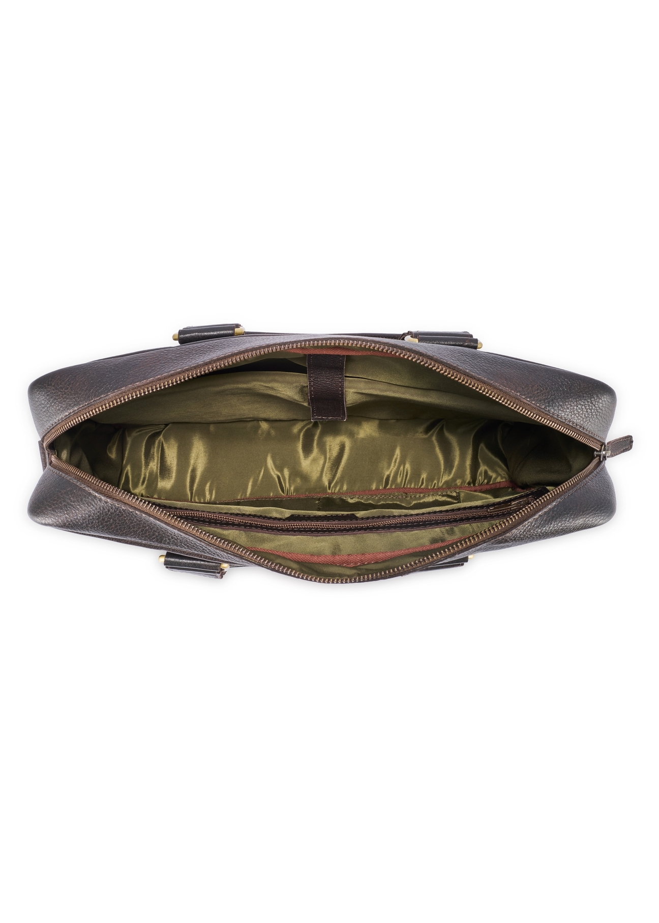 Brown leather men's briefcase TORMS-0503-1I(W26) - product view from above, on a white background.