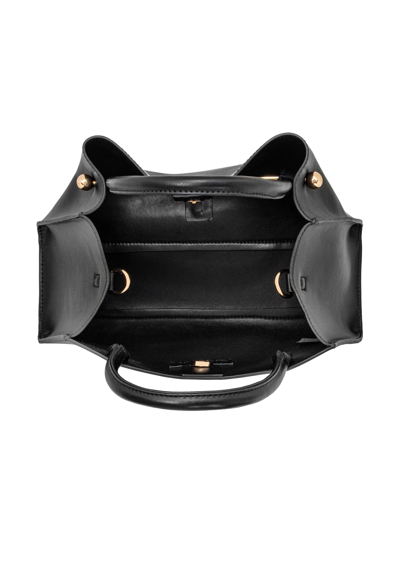 Black women's faux leather handbag TOREC-1387-99(Z26), interior view on a white background.