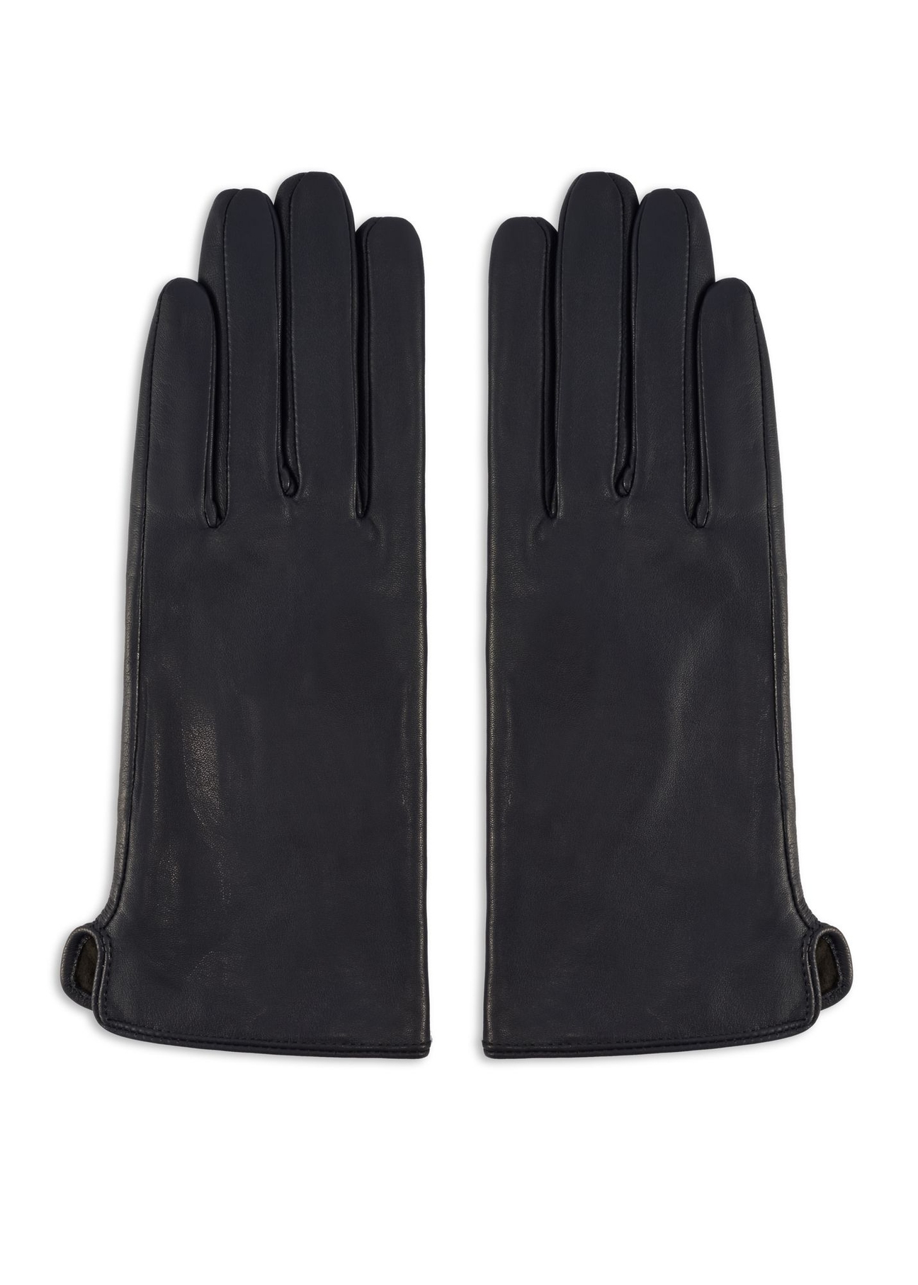Women's navy blue leather gloves REKDS-0001A-7D(Z26), product view from the front on a white background.