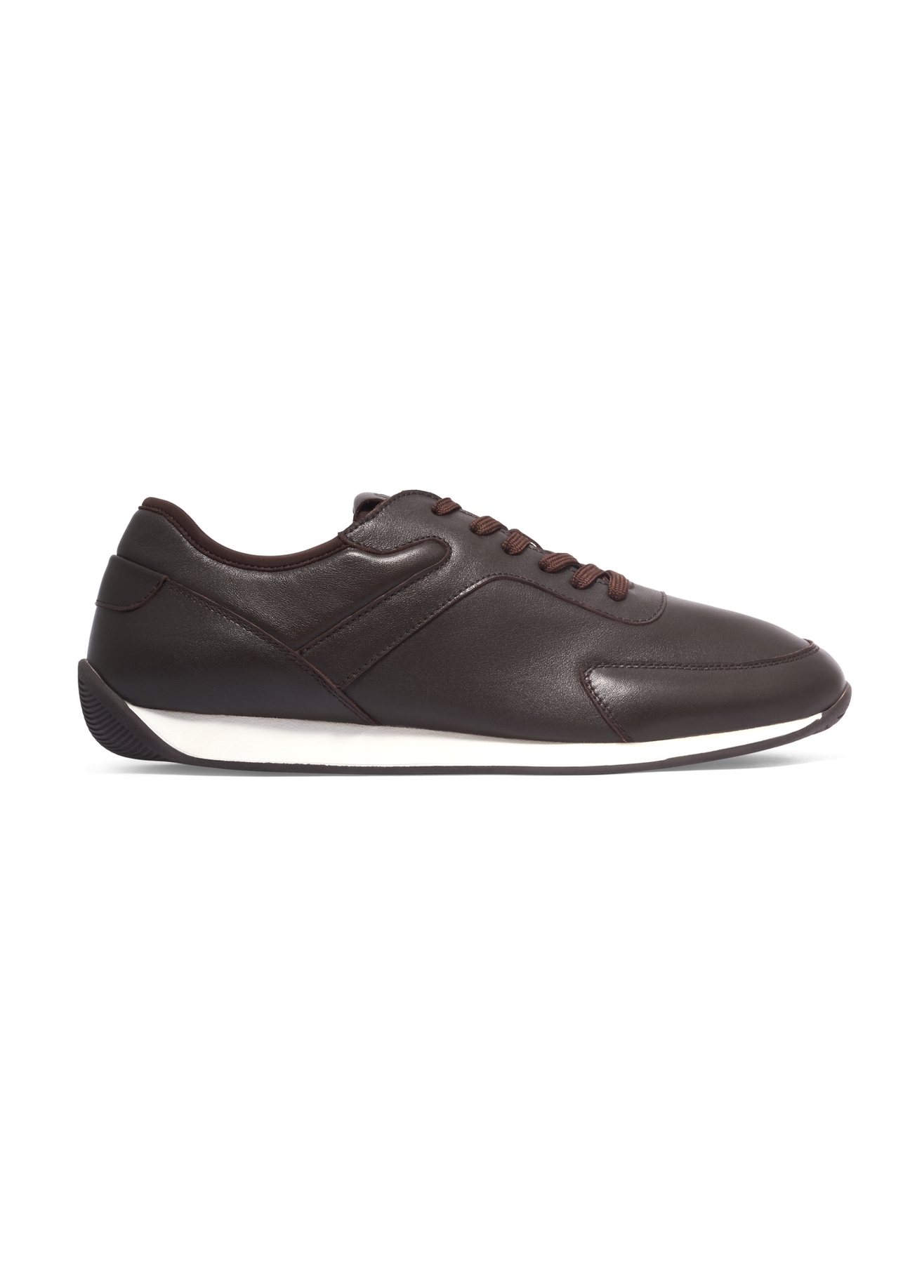 Brown leather men's sports shoes BUTYM-0566-1I(Z26), side view of the product on a light background.