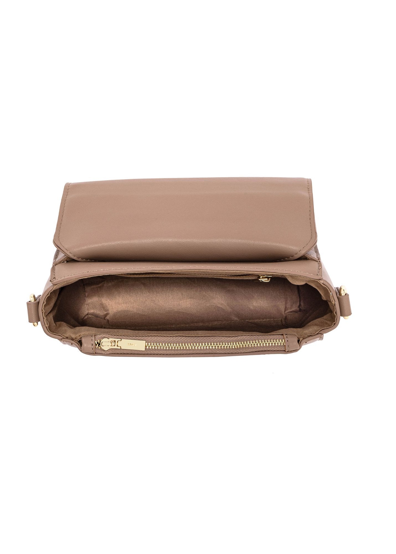 Beige small women's shoulder bag TOREC-0962A-81(Z25) - product view from above on white background.