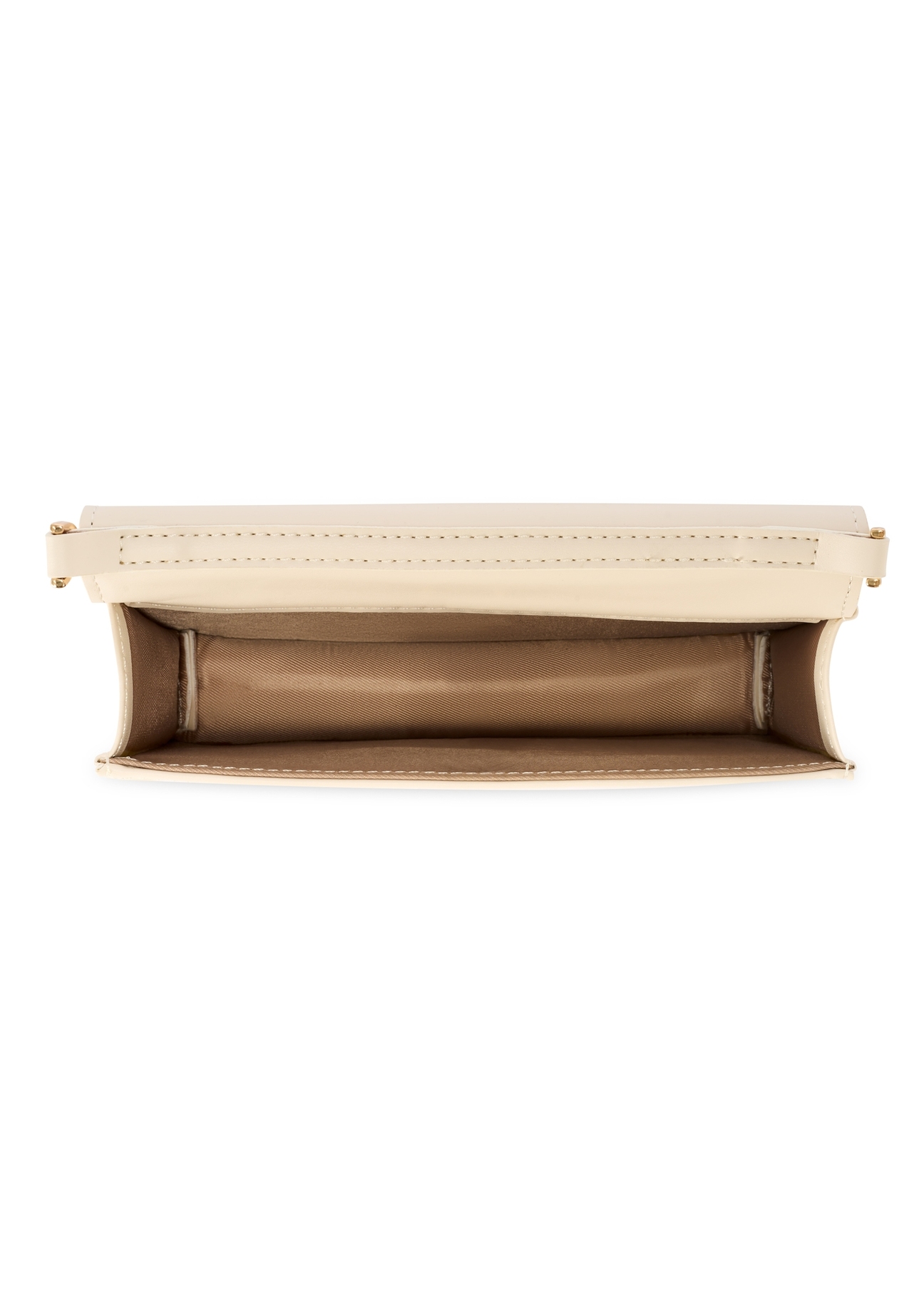 Cream women's wallet with strap POREC-0431-0B(W26) - product view from above, on a white background.