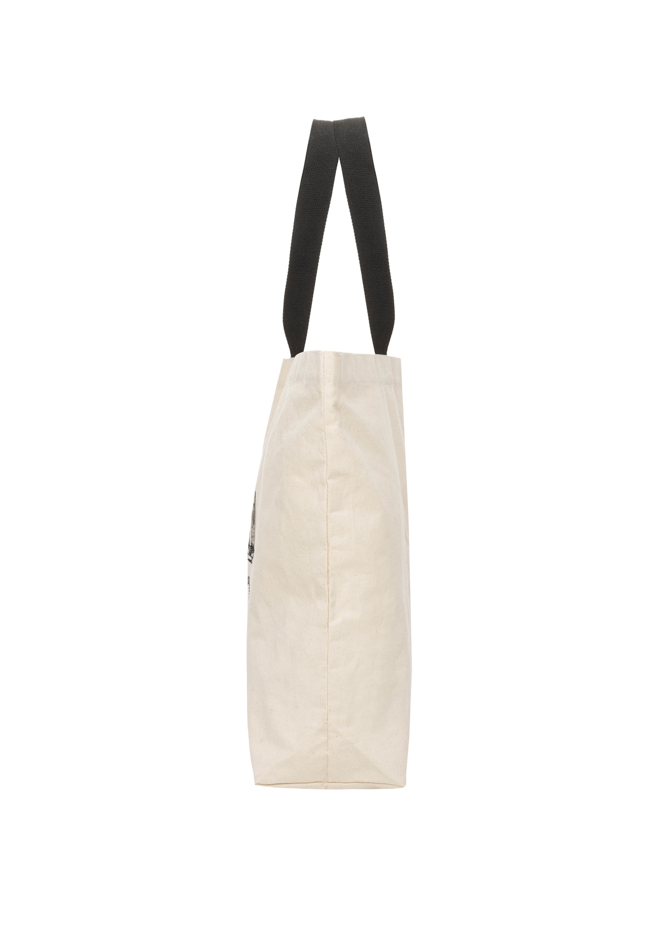 Cream cotton bag with print TOREN-0136-0P(W26), side view of the product on a white background.