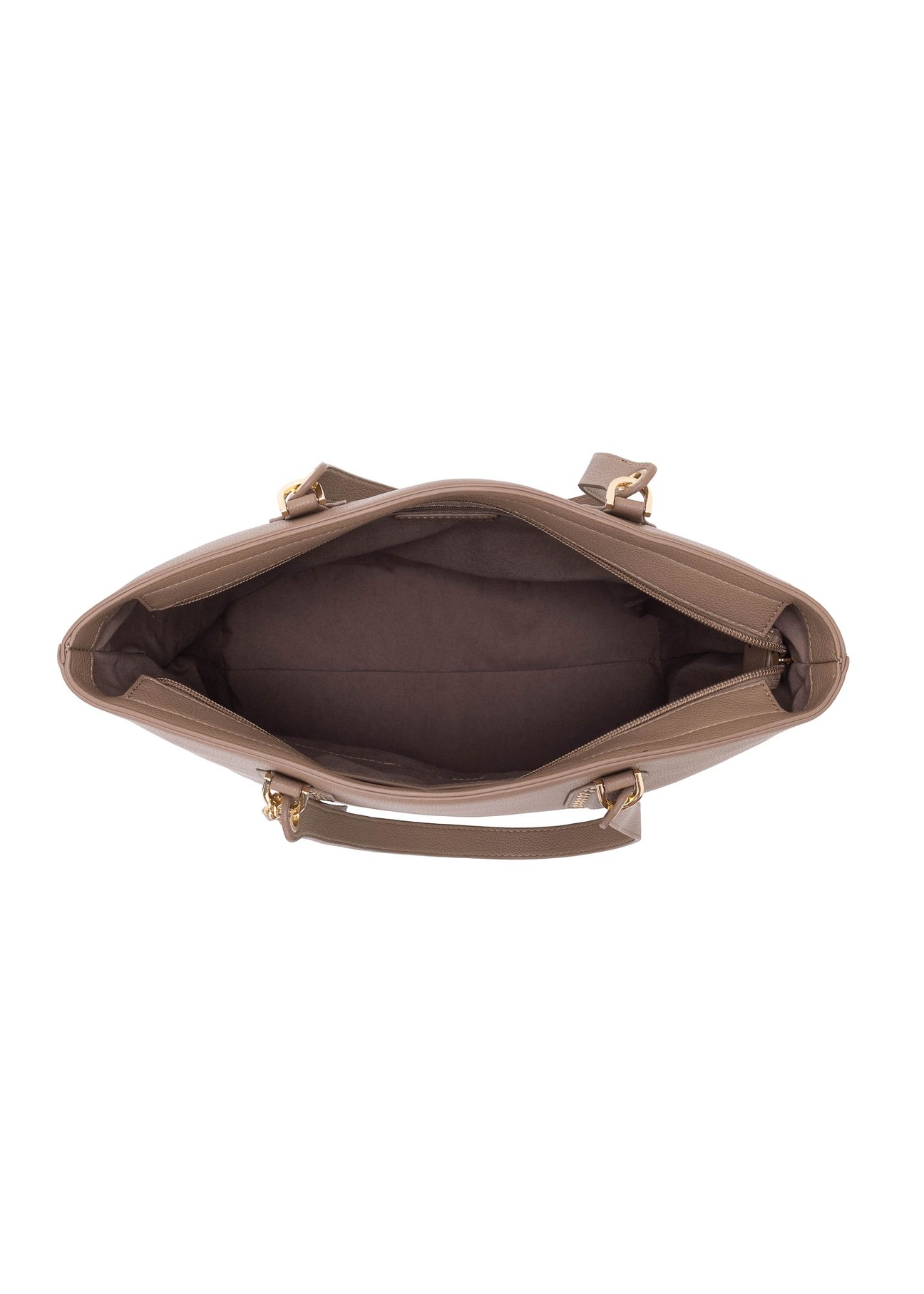 Brown padded faux leather shopper bag TOREC-0905-89(W24)-05