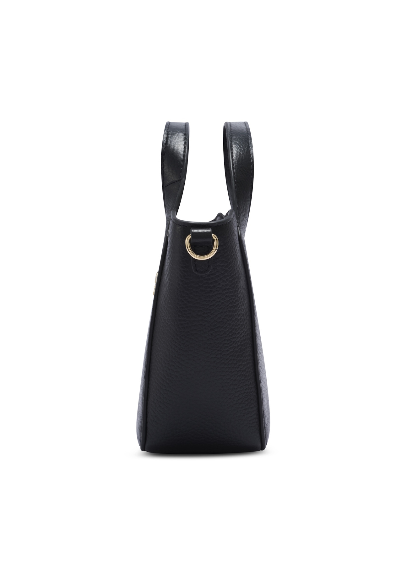 Small black leather women's handbag TORES-1341-9I(Z26), side view of the product on a white background.