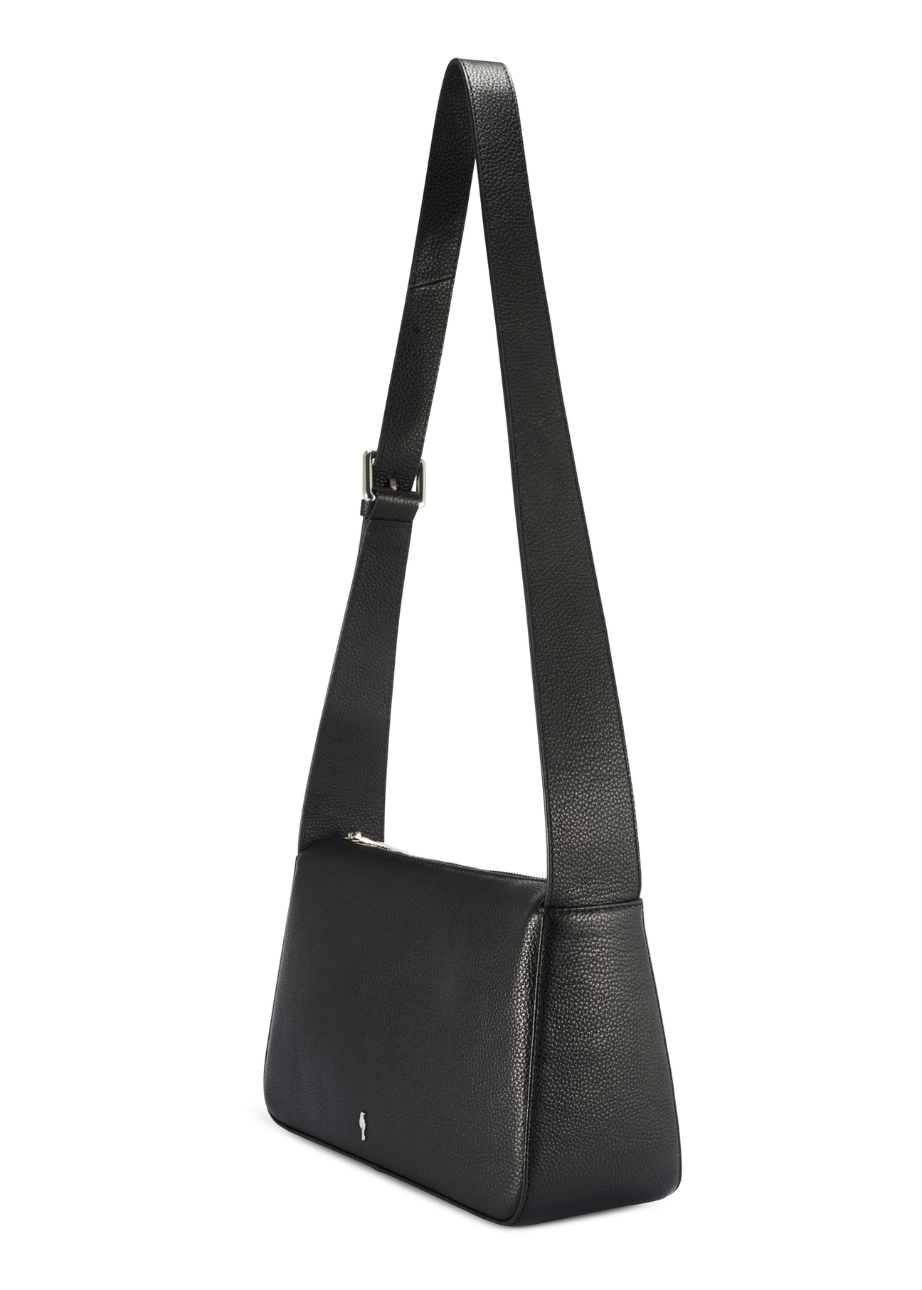 Women's black leather messenger bag TORES-1199-99(Z25), diagonal product view on a white background.