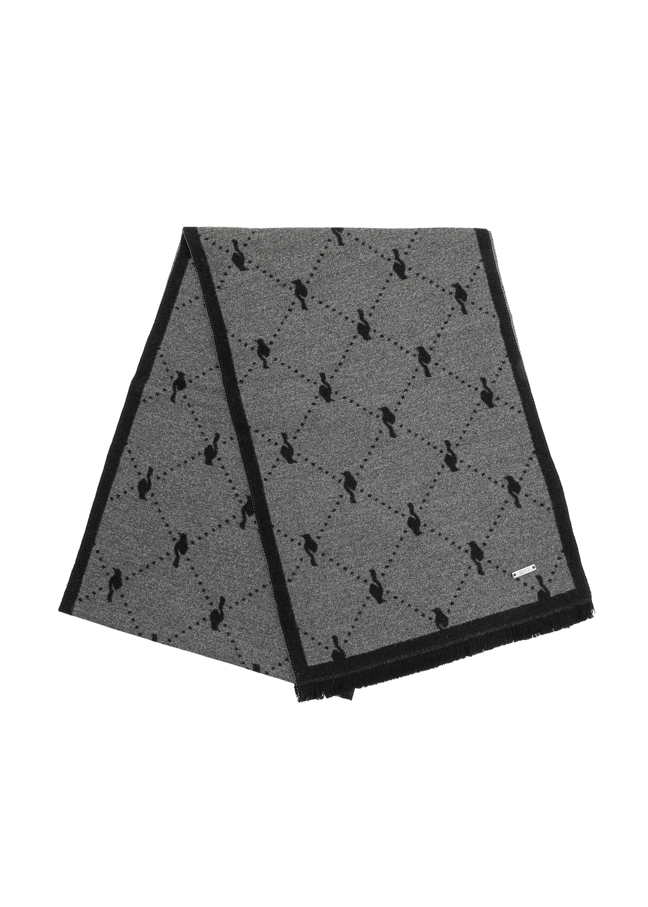 Double-sided gray women's scarf SZADT-0158-98(Z24), view of the folded product on a white background.
