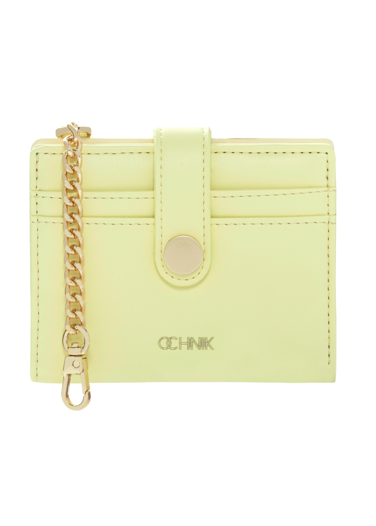 Small light yellow women's wallet POREC-0430-2A(W26), front product view on white background.