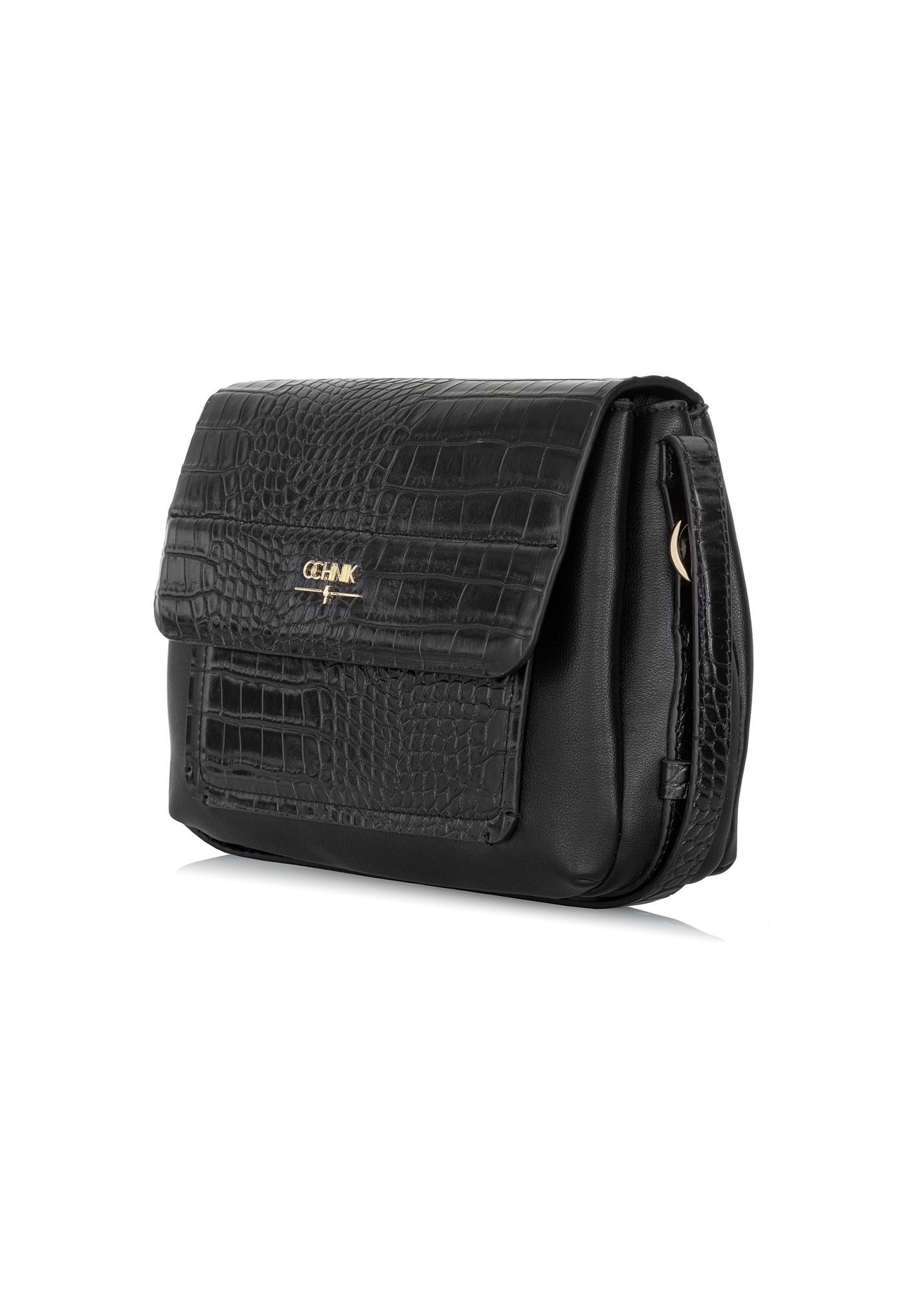 Women's handbag with croco elements TOREC-0860A-97(Z25), diagonal product view on white background.