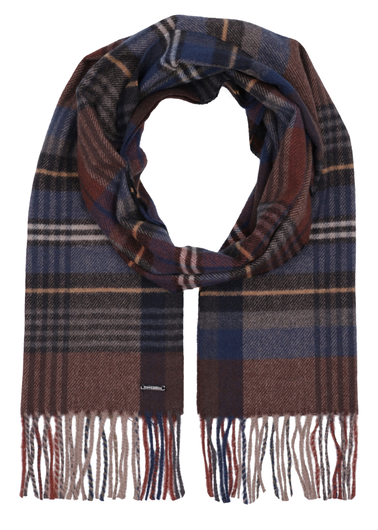 Men's checkered scarf SZAMT-0088-7I(Z26), front product view on white background.