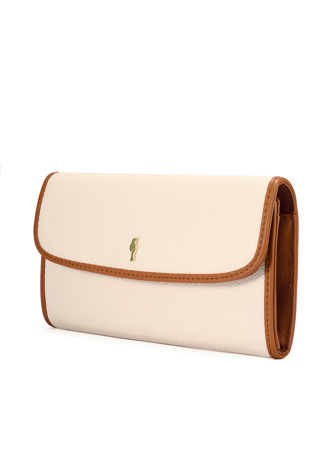 Cream large women's wallet POREC-0408-12(W25), diagonal view of the product on a white background.
