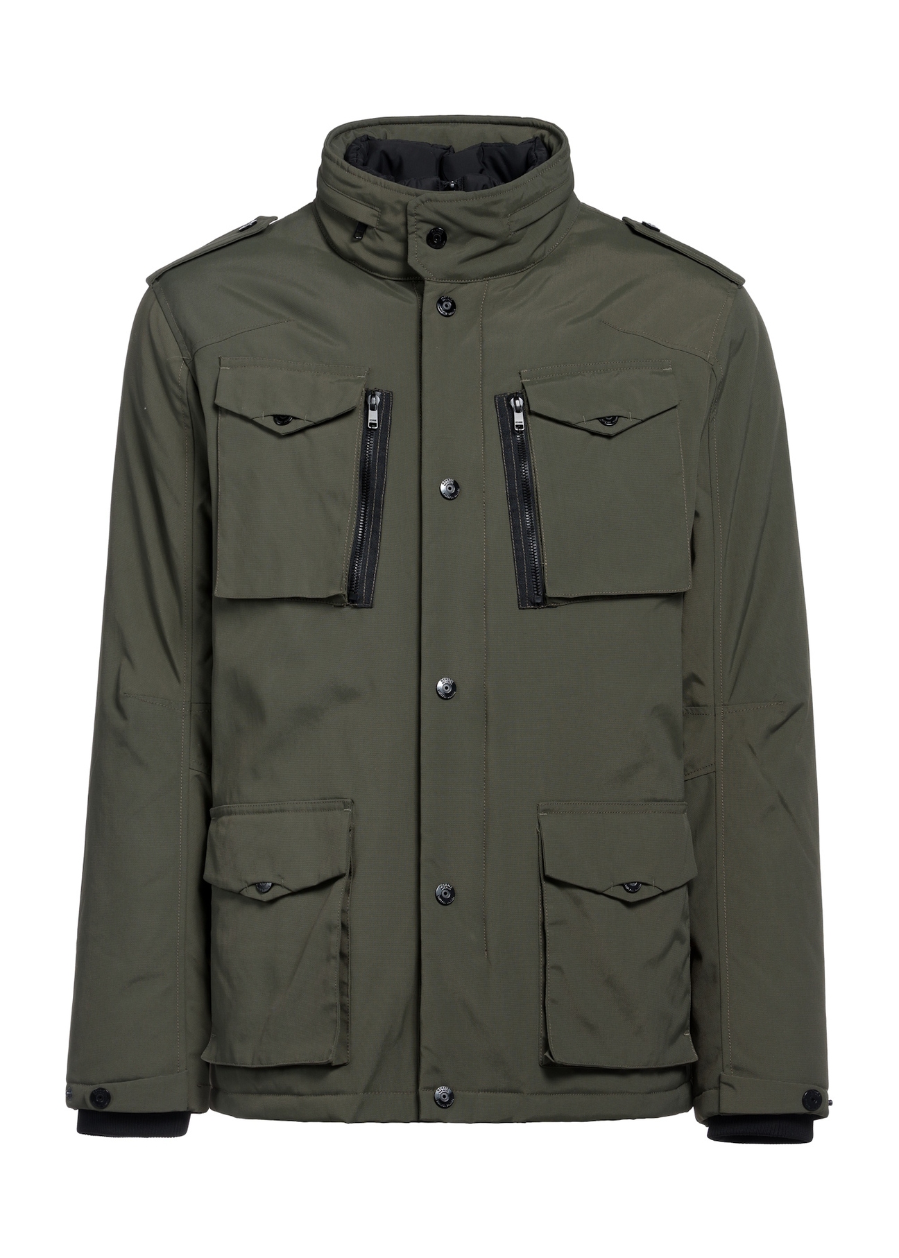 Men's olive transitional jacket KURMT-0392-57(Z25) - front product view on white background.