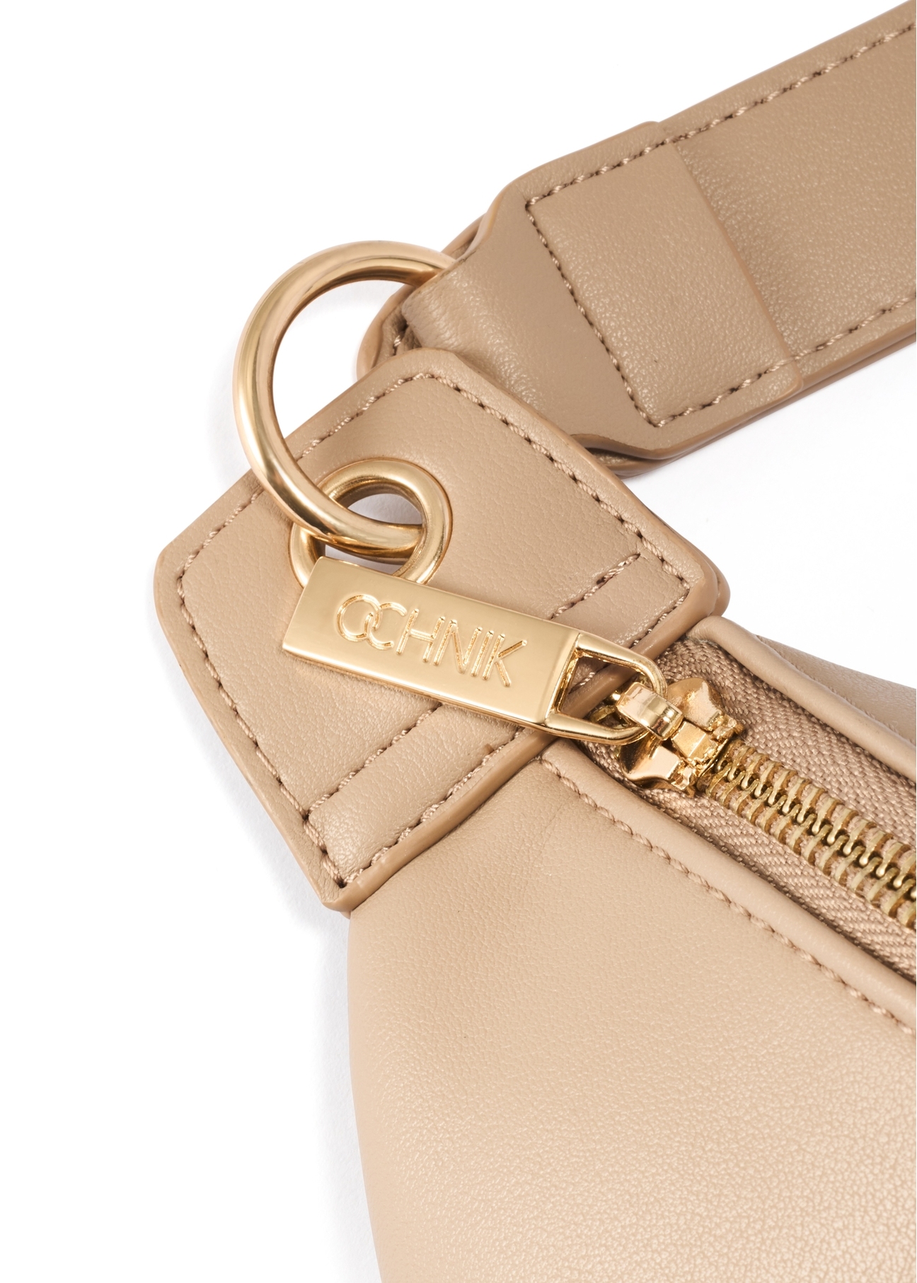 Beige women's compact waist bag TOREC-0788C-81(Z25), close-up of product detail, view on white background.