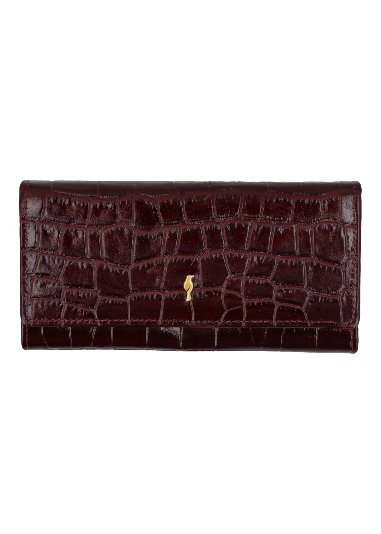 Women's burgundy leather wallet PORES-0889B-4D(Z26), front view on a white background.