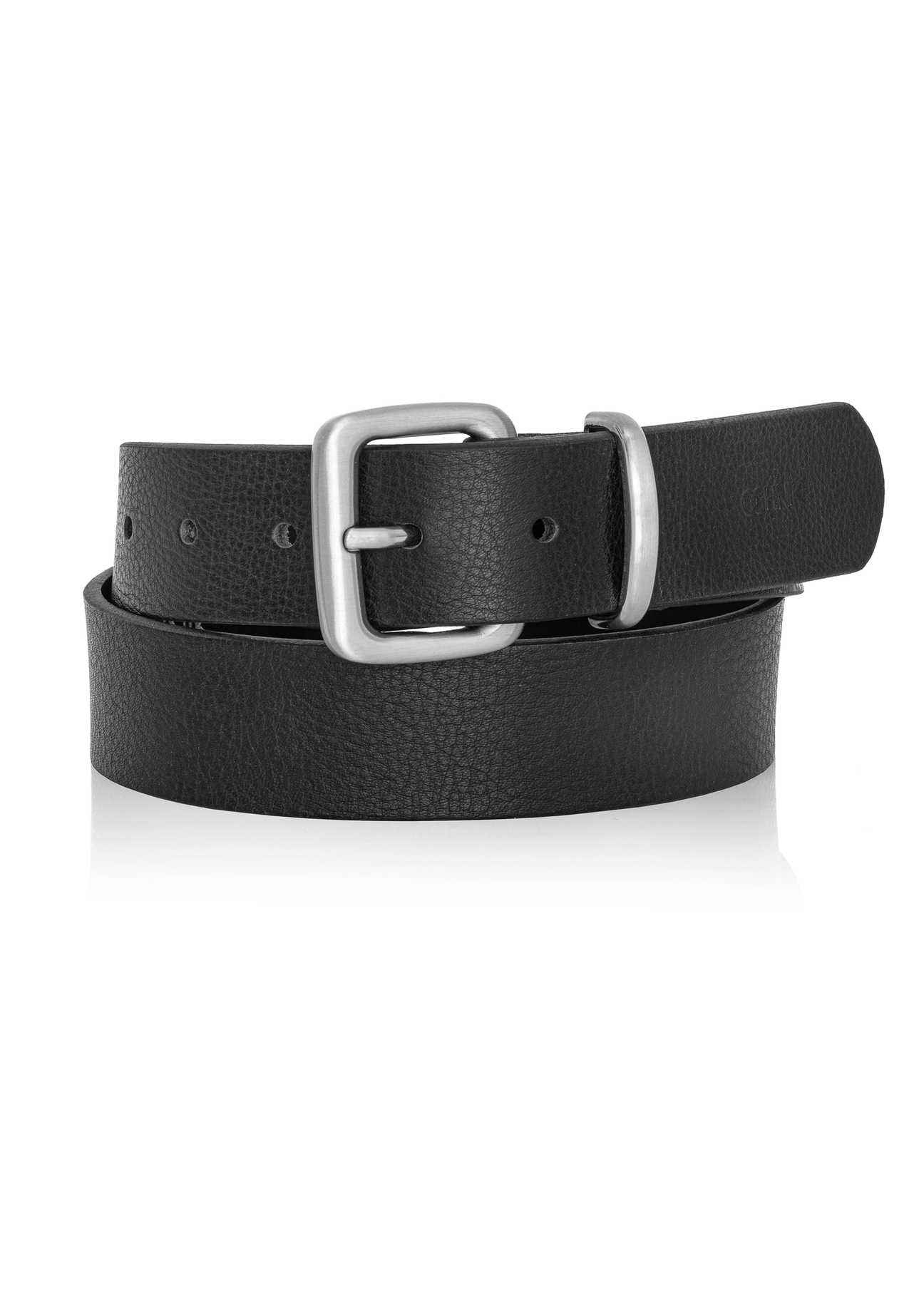 Black leather women's belt PASDS-0312A-99(Z25), product view from the front on a white background.