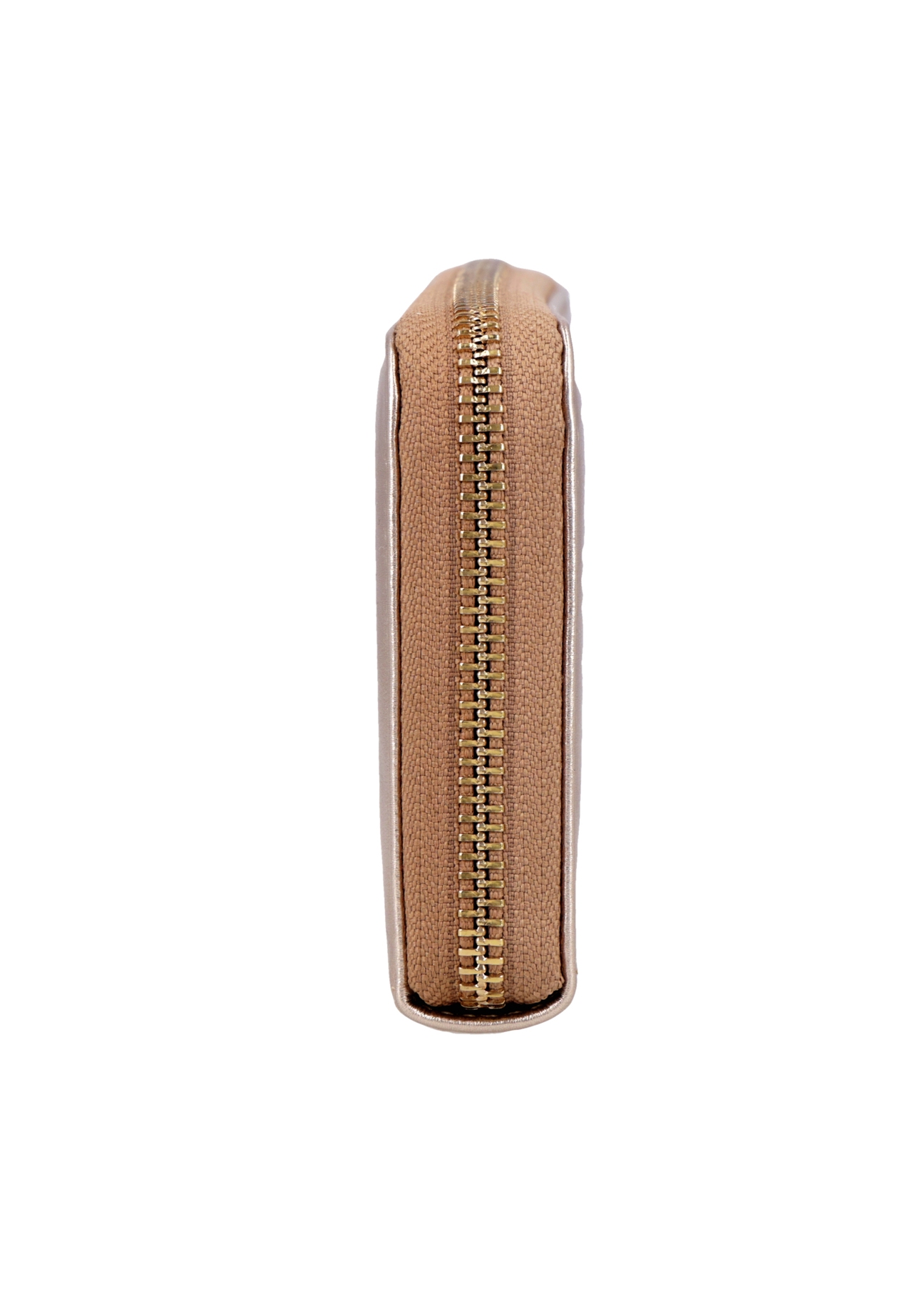 Large gold-colored leather women's wallet PORES-1028-2X(Z26), side view of the product on a white background.