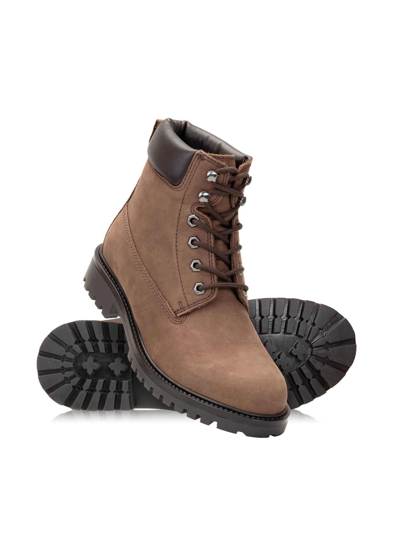 Brown leather lace-up men's ankle boots BUTYM-0514-89(Z25)