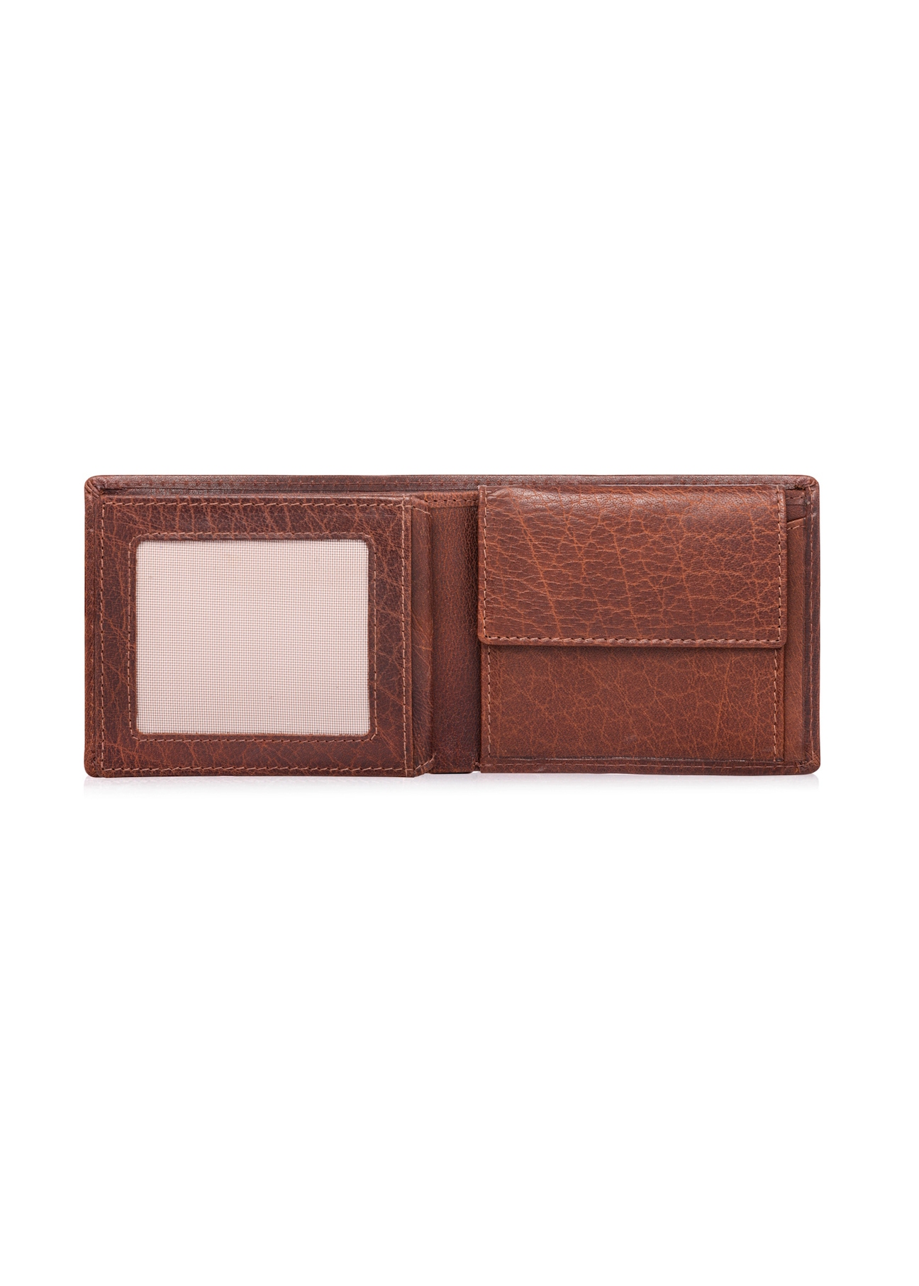 Men's leather wallet in cognac color PORMS-0693-1H(W26), product view inside on white background.