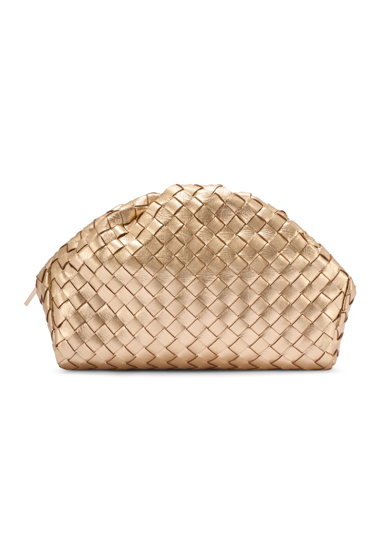 Leather gold braided women's handbag TORES 1291-2X(W26) - product view from the back, on a white background.