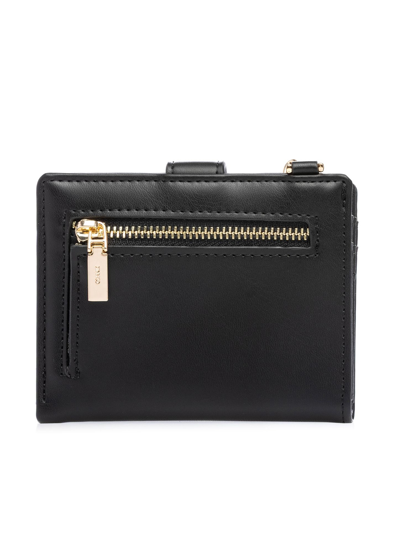Small black women's wallet POREC-0430-99(W26) - product view from the back, on a white background.