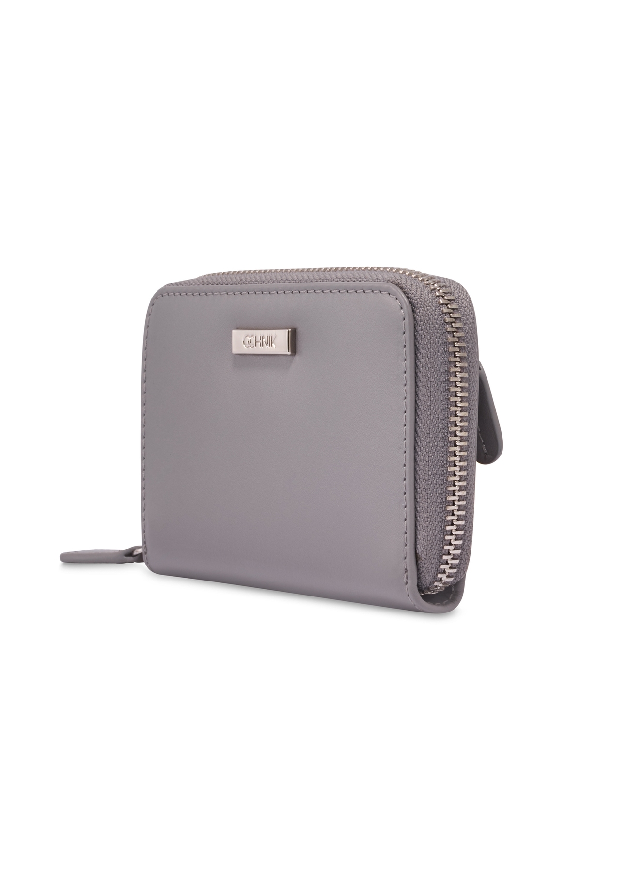 Graphite medium leather women's wallet PORES-1023-9D(Z26) - diagonal product view, on a white background.