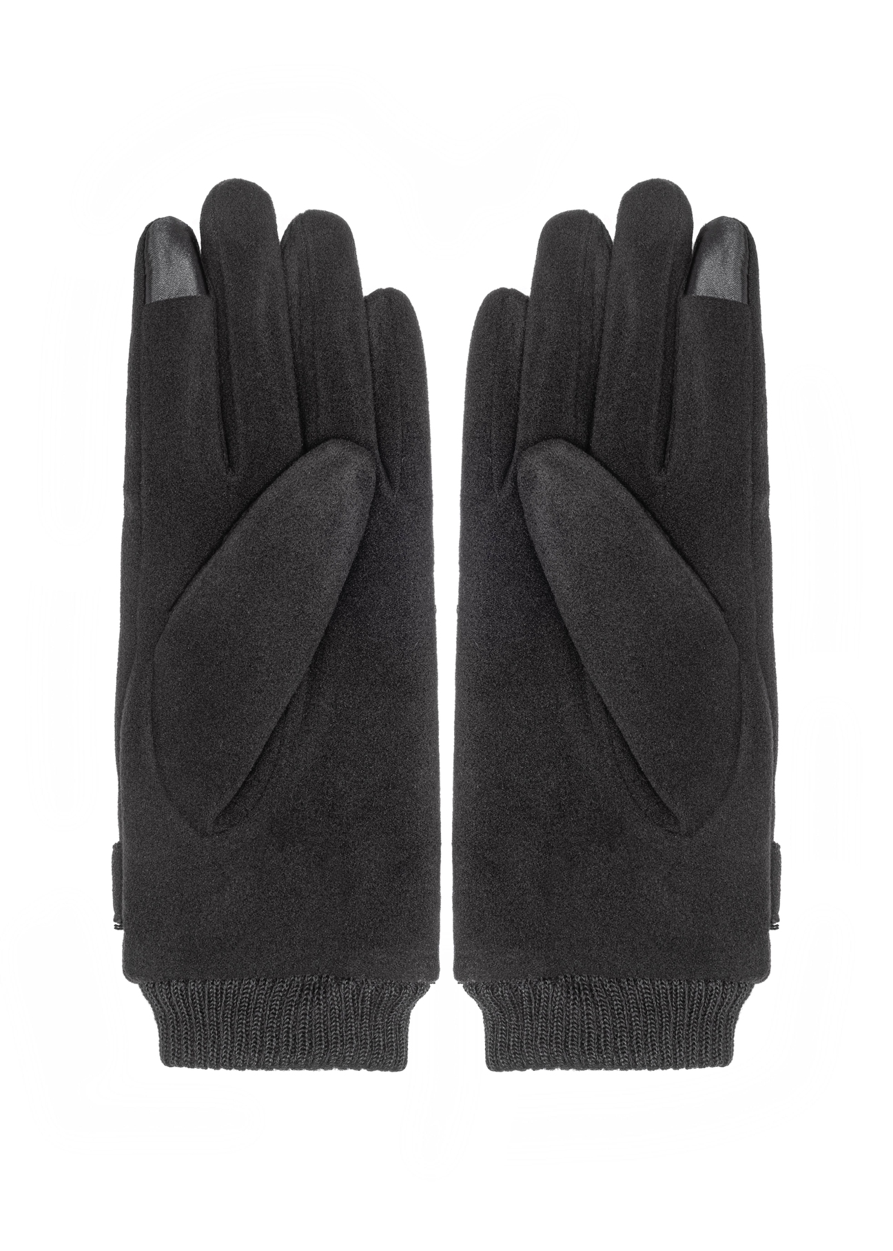 Black insulated men's gloves REKMT-0004-99(Z26) - product view from above, on a white background.