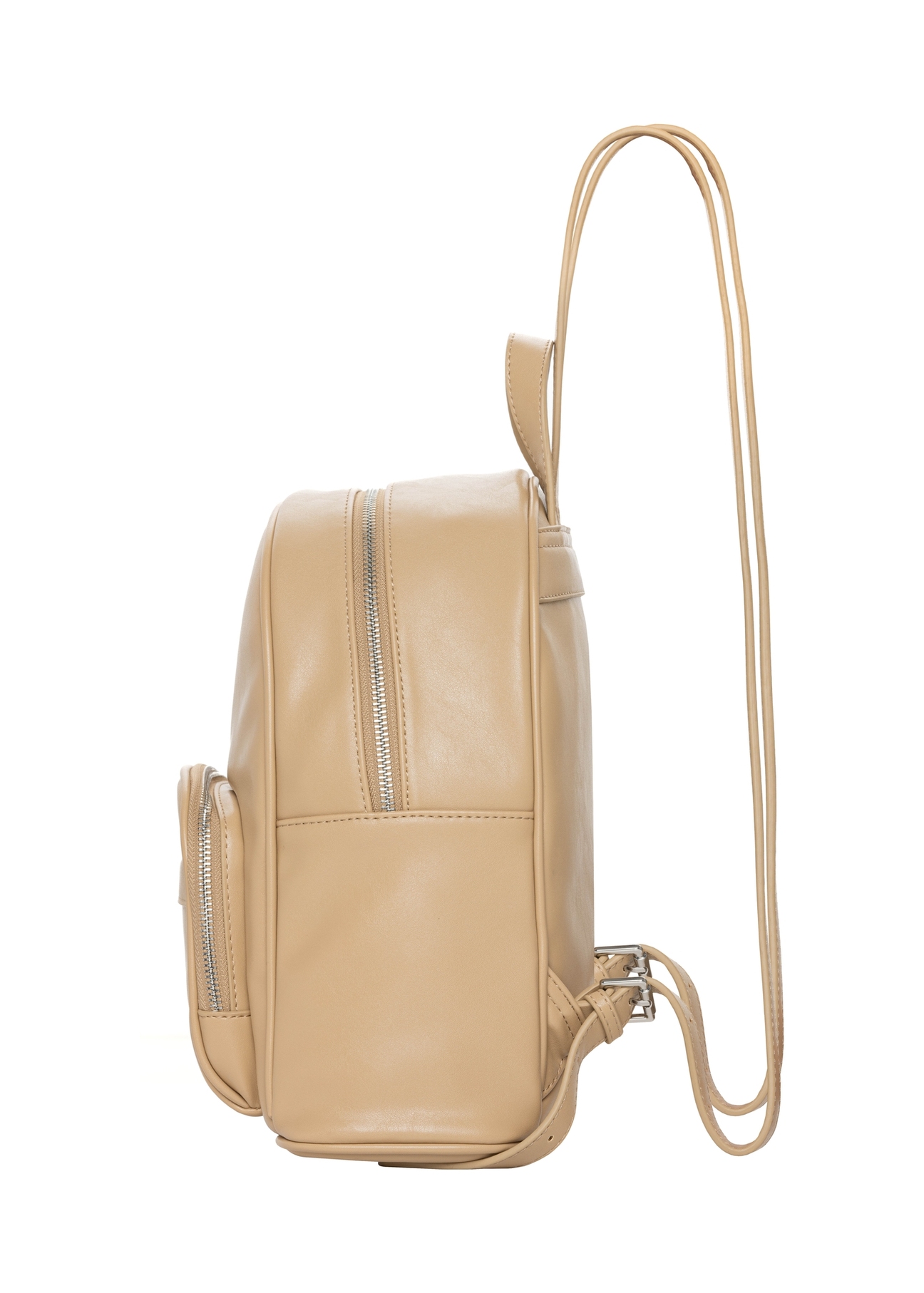 Beige women's backpack TOREC-1263-1B(Z26). Side view on a white background.