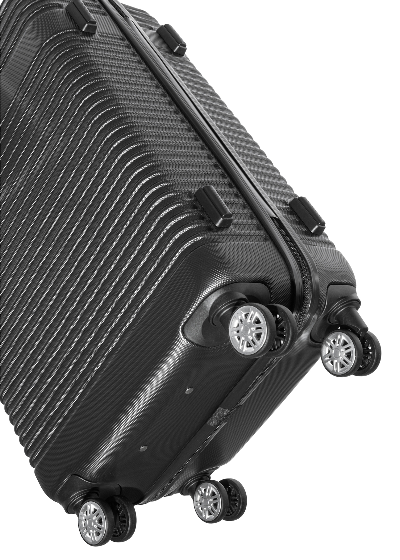 Set of wheeled suitcases (19"/24"/28") WALAB-0040-99(W26) – close-up of details, on a white background.