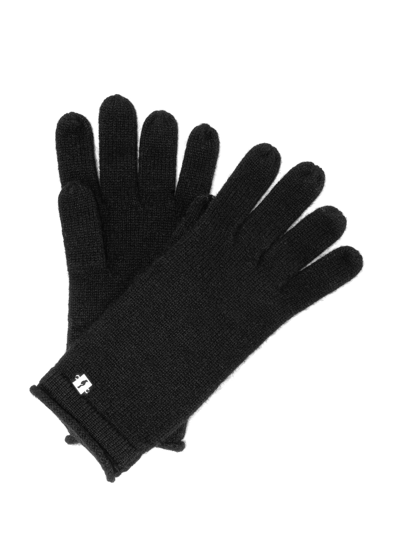 Women's cashmere black gloves REKDT-0020-99(Z25), front product view on white background.