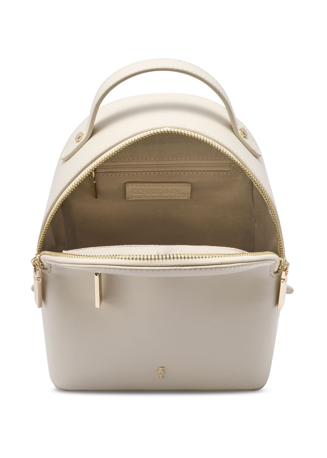 Small cream women's backpack TOREC-1128-0B(W26) - product view from above, on a white background.