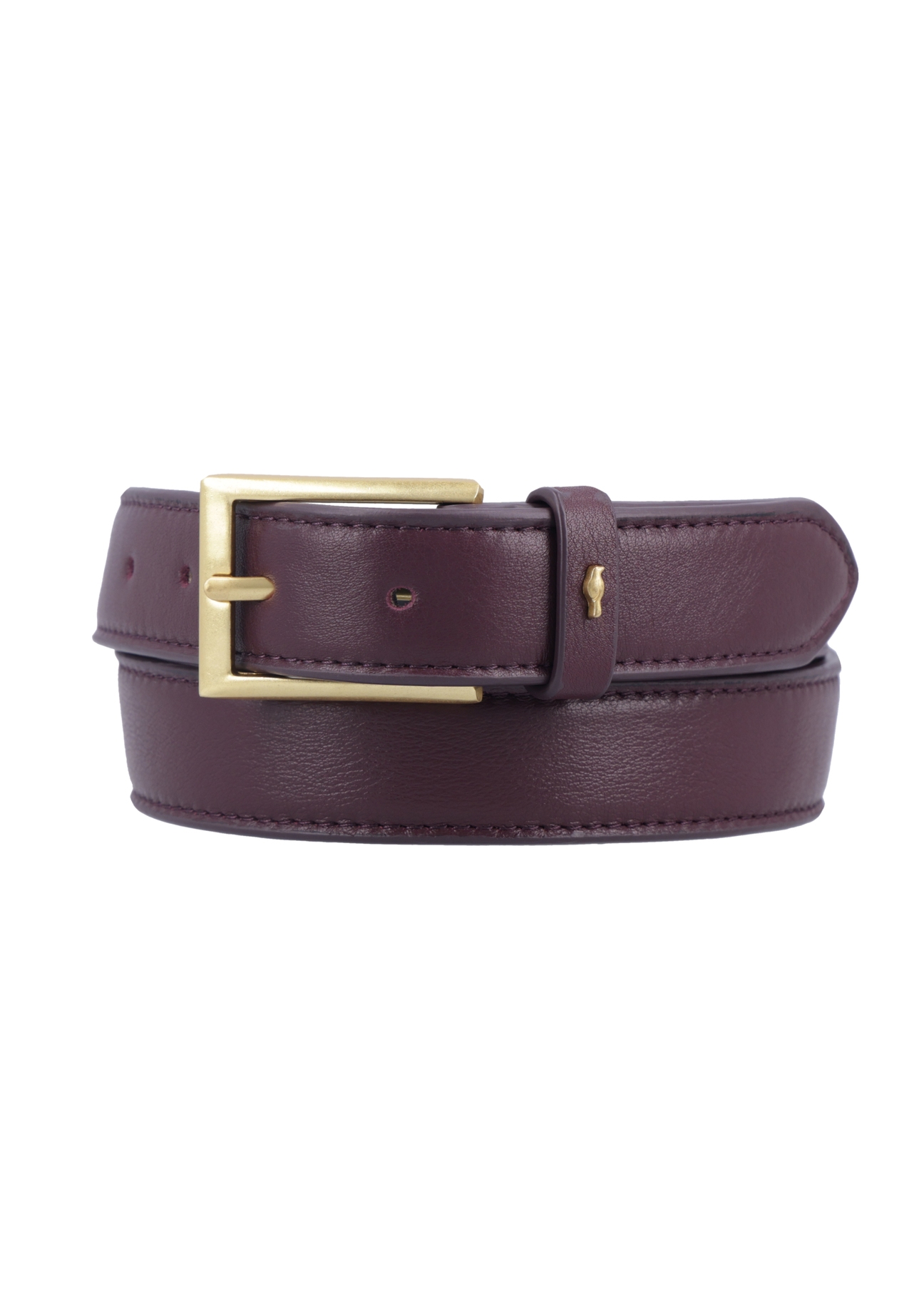 Burgundy women's leather belt PASDS-0346-4D(Z26), front product view on white background.